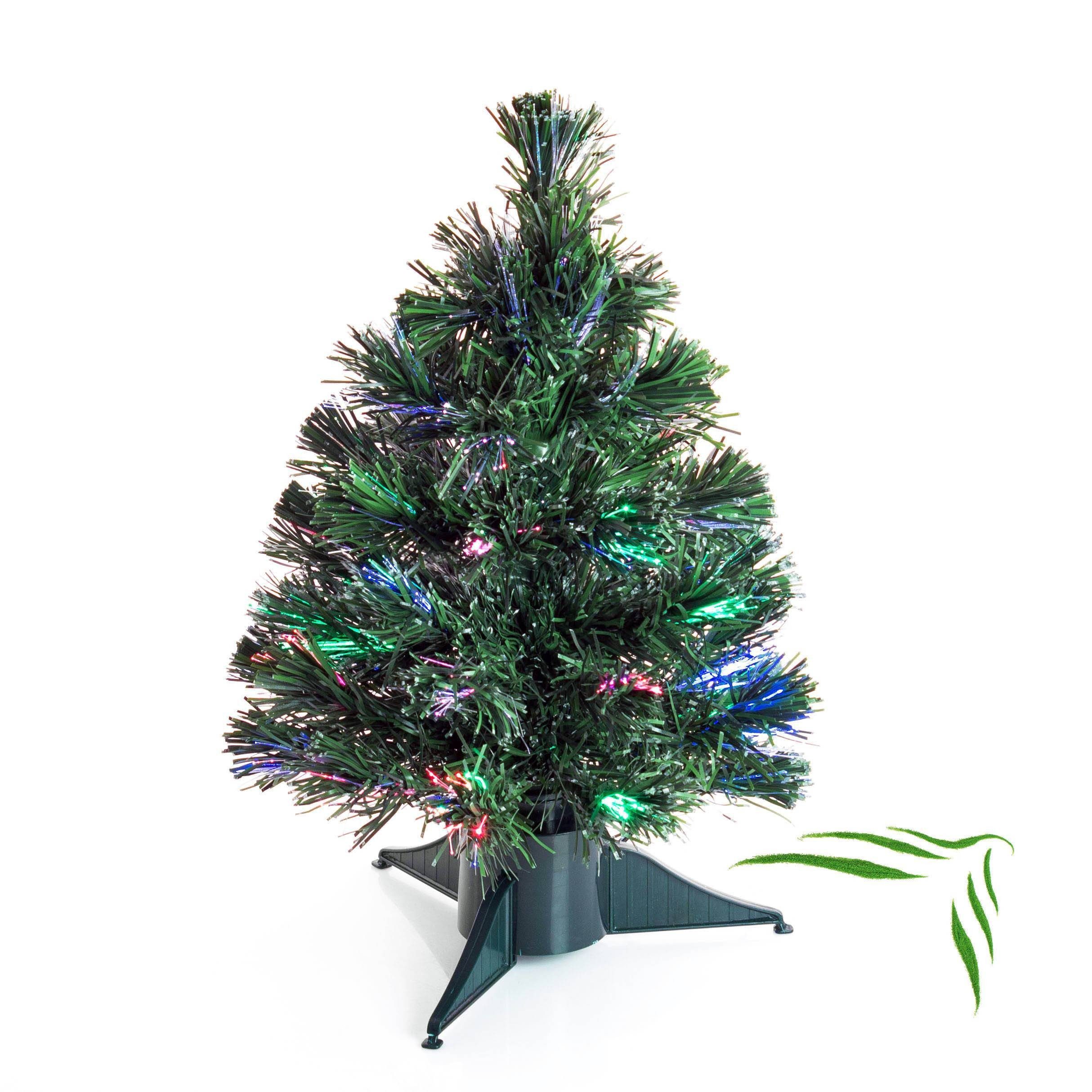 artplants Künstlicher Weihnachtsbaum MOSKAU mit Glasfasersträngen, Batterie, 45 Zweige, bunt, 45cm, Ø 25cm