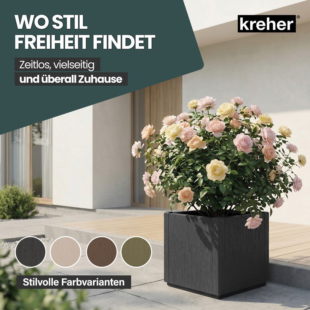 Kreher Pflanzkübel 'Ethica' in strukturierter Optik schmale Version (Farbe/Set wählbar) (3 St)