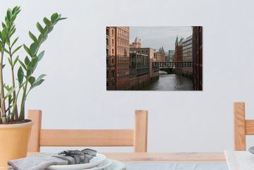 OneMillionCanvasses® Leinwandbild Fluss - Hamburg - Stadt, (1 St), Wandbild Leinwandbilder, Aufhängefertig, Wanddeko, 30x20 cm