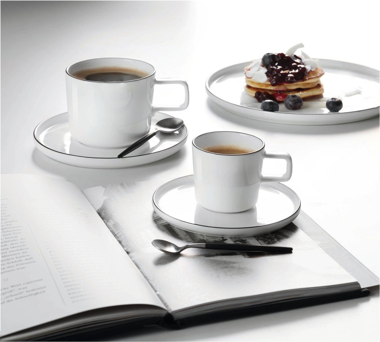 ASA SELECTION Tasse à table oco ligne noire Kaffeetasse m Untere 0,2l, Fine Bone China, Geschirr