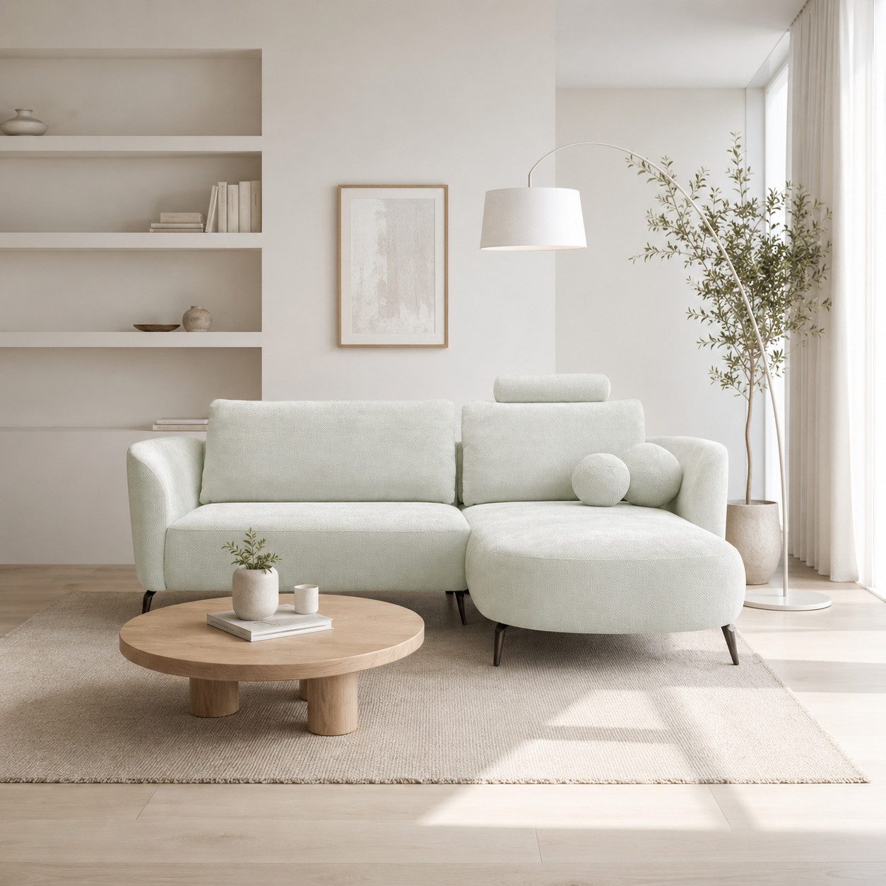 Goldstoff Ecksofa Zenit – L-Form Sofa mit Schlaffunktion, Stauraum & Designer-Look, Einzelsofa mit Schlaffunktion, Bettkasten, Relaxfunktion