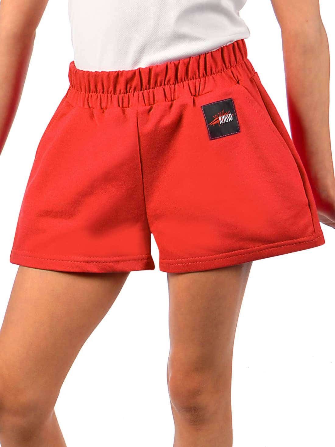 KMISSO Strandshorts Mädchen Shorts Unifarben (1-tlg) Rot