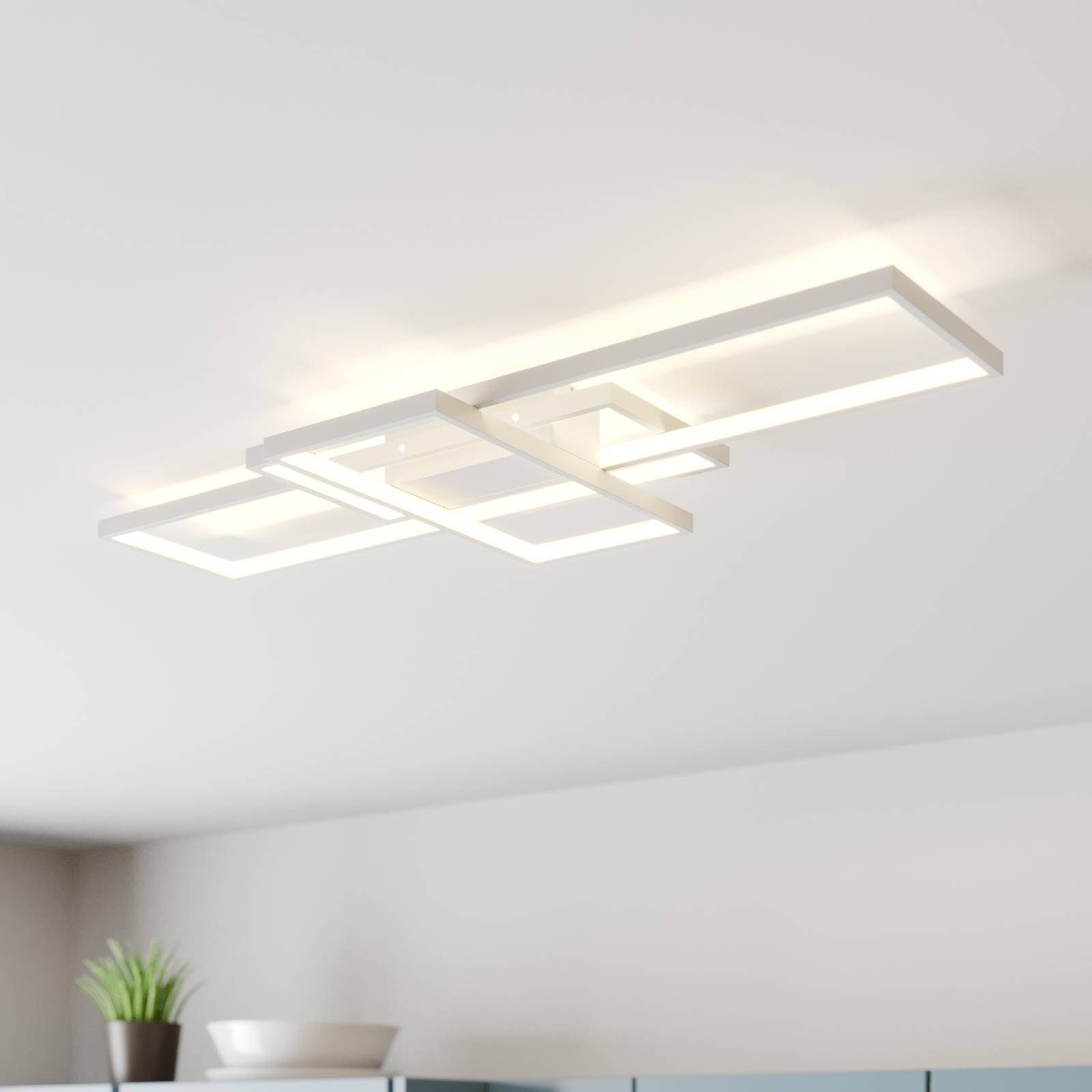 Lindby Deckenleuchten Poppy, LED, Metall, Weiß warmweiß IP20, LED 35 W gesamt, warmweiß