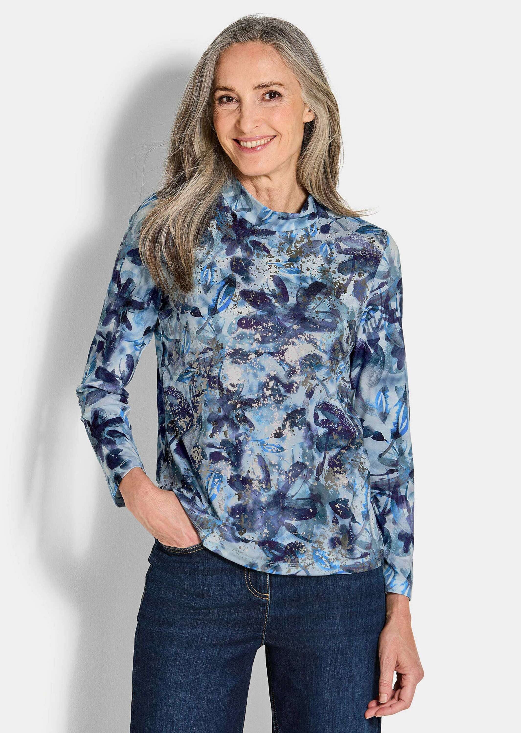 Print-Shirt Langarm Jersey-Shirt mit Allover-Druck