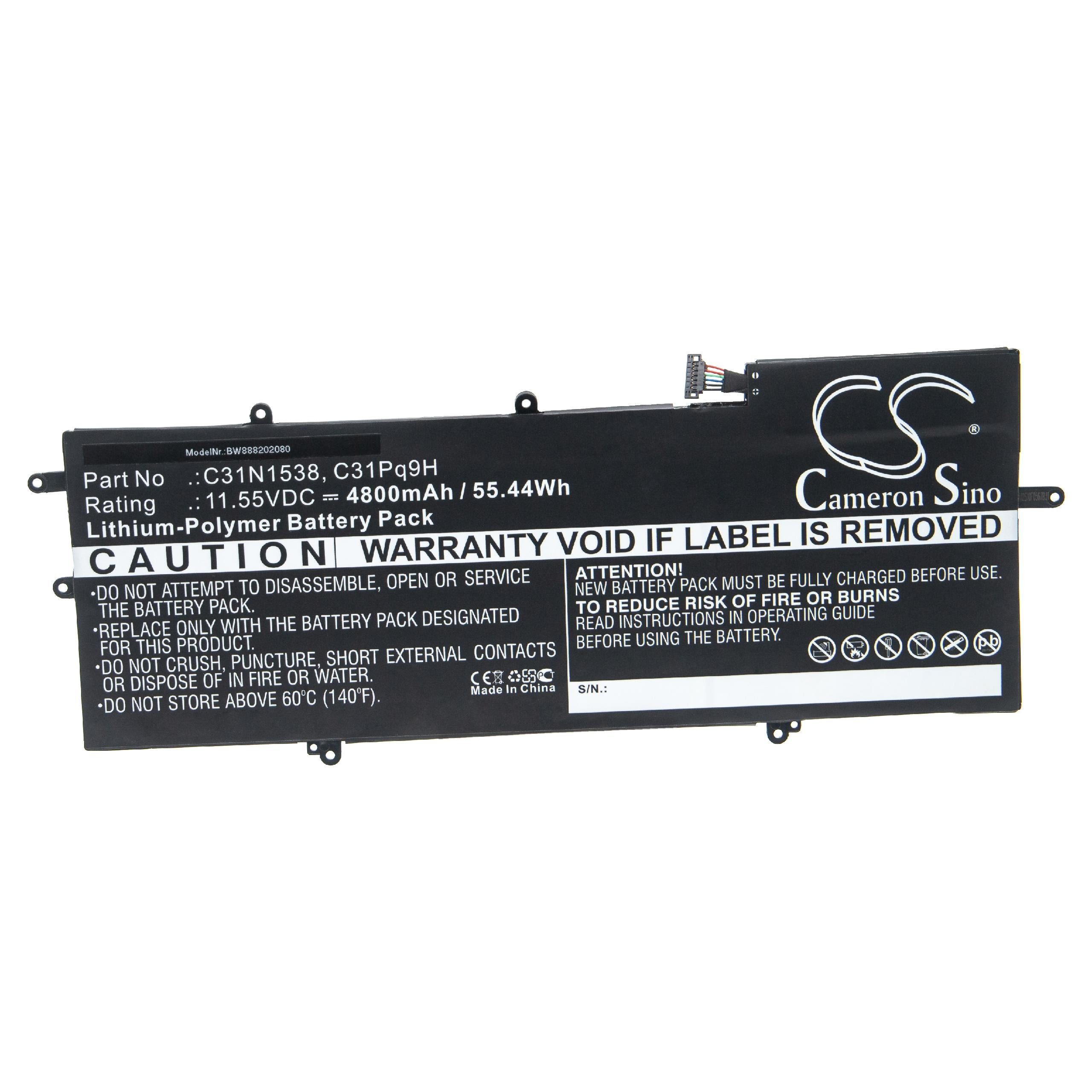 für 4800 C31N1538, Asus C31Pq9H für Laptop-Akku (11,55 vhbw mAh 0B200-02080000, Li-Polymer V) Ersatz