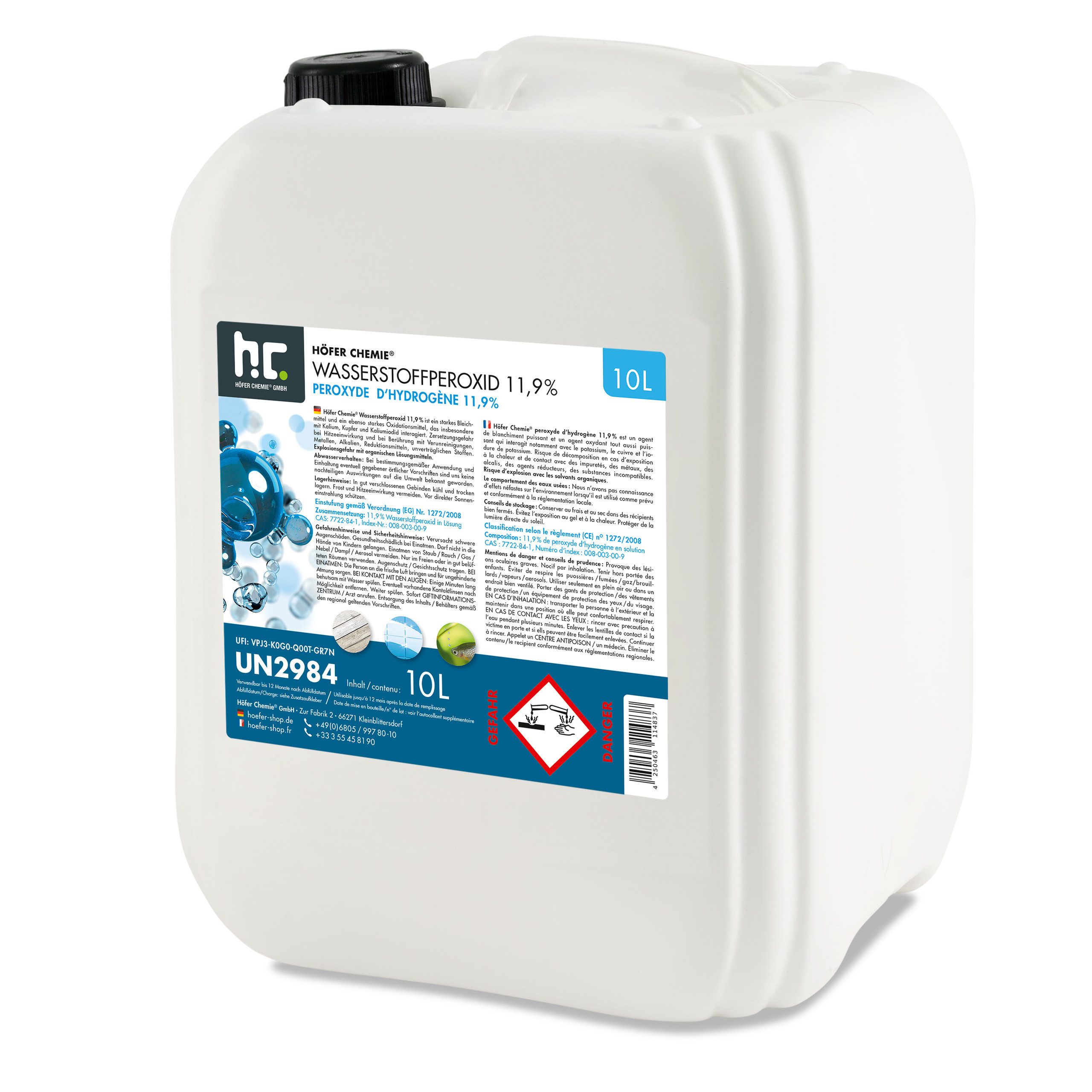 Höfer Chemie GmbH 10 L Wasserstoffperoxid 11,9% Grundreiniger (Vielseitig einsetzbar zur Reinigung)