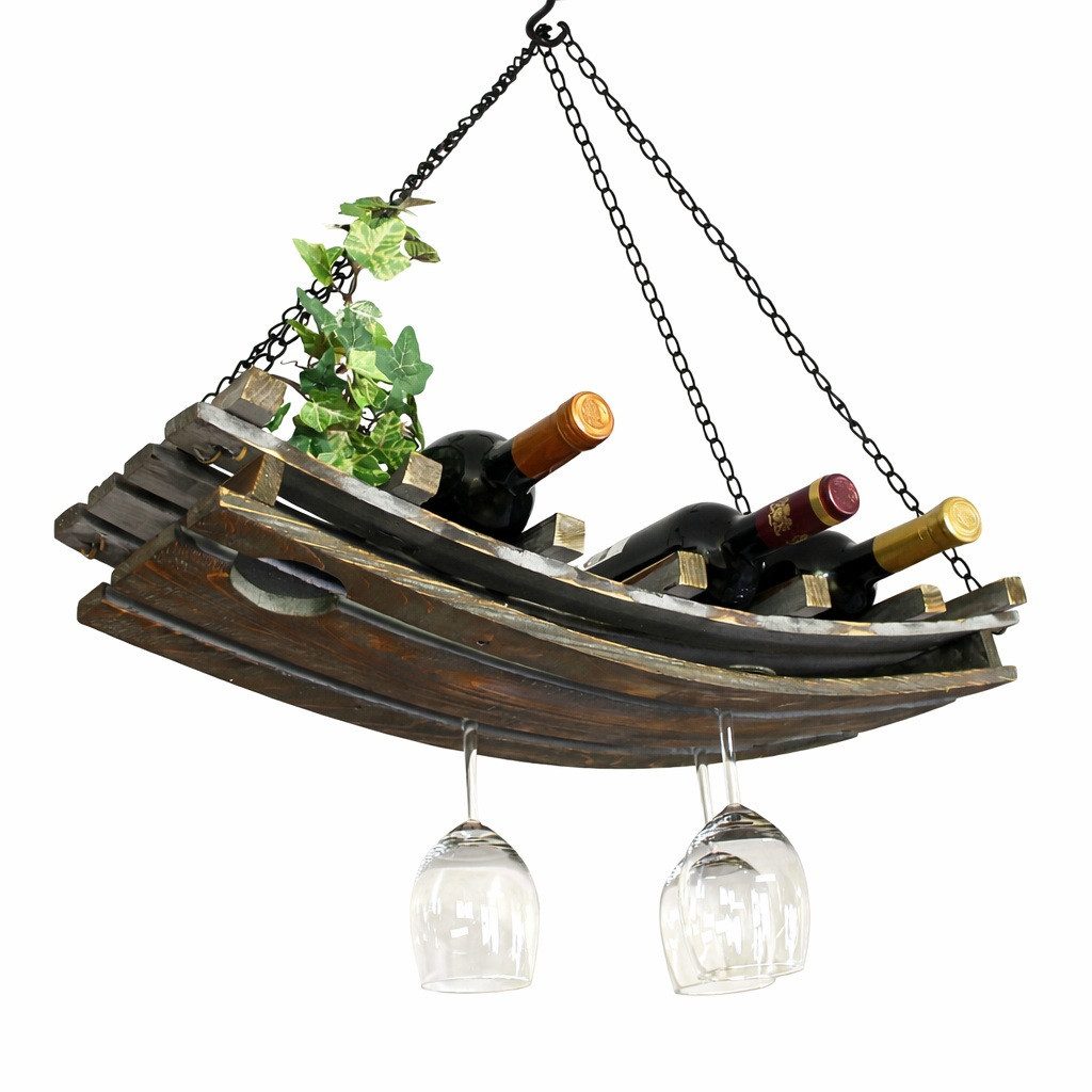 DanDiBo Weinregal 5089 Deckenregal aus Holz 65 cm Hängeregal Flaschenhalter, Flaschenregal