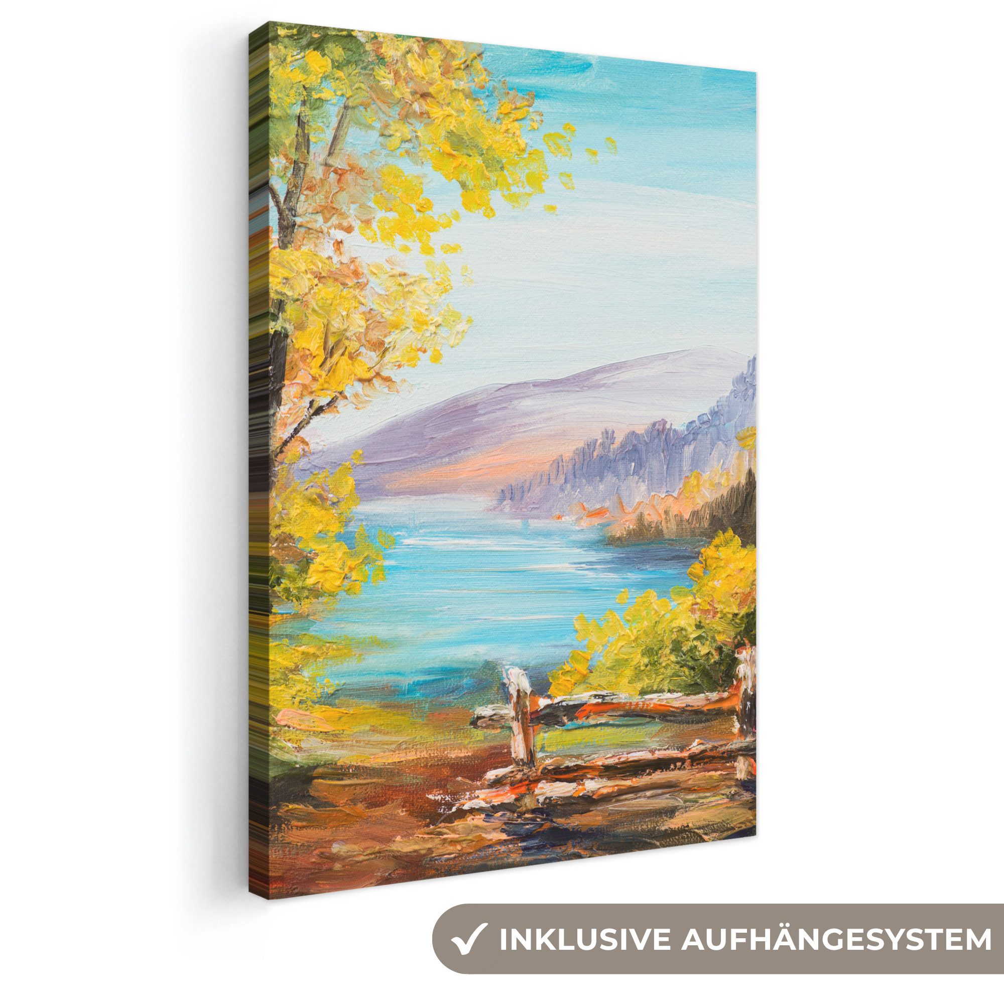 OneMillionCanvasses® Leinwandbild Malerei - Ölfarbenoptik - Pflanzen - Natur, Fotodruck (1 St), Leinwand Canvas Wandbild, Wanddekoration 20x30 cm