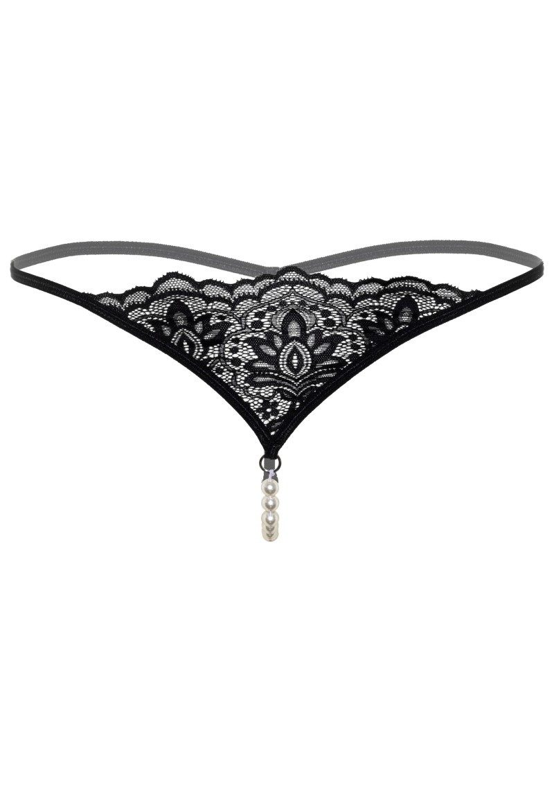 String Pearl beaded g-string Black S/M - L/XL