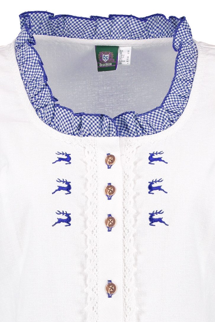 Orbis Textil GmbH & Co. KG Trachtenbluse Trachtenbluse - DEBBY - weiß/mittelblau, weiß/mittelbraun – Bild 2 von 3
