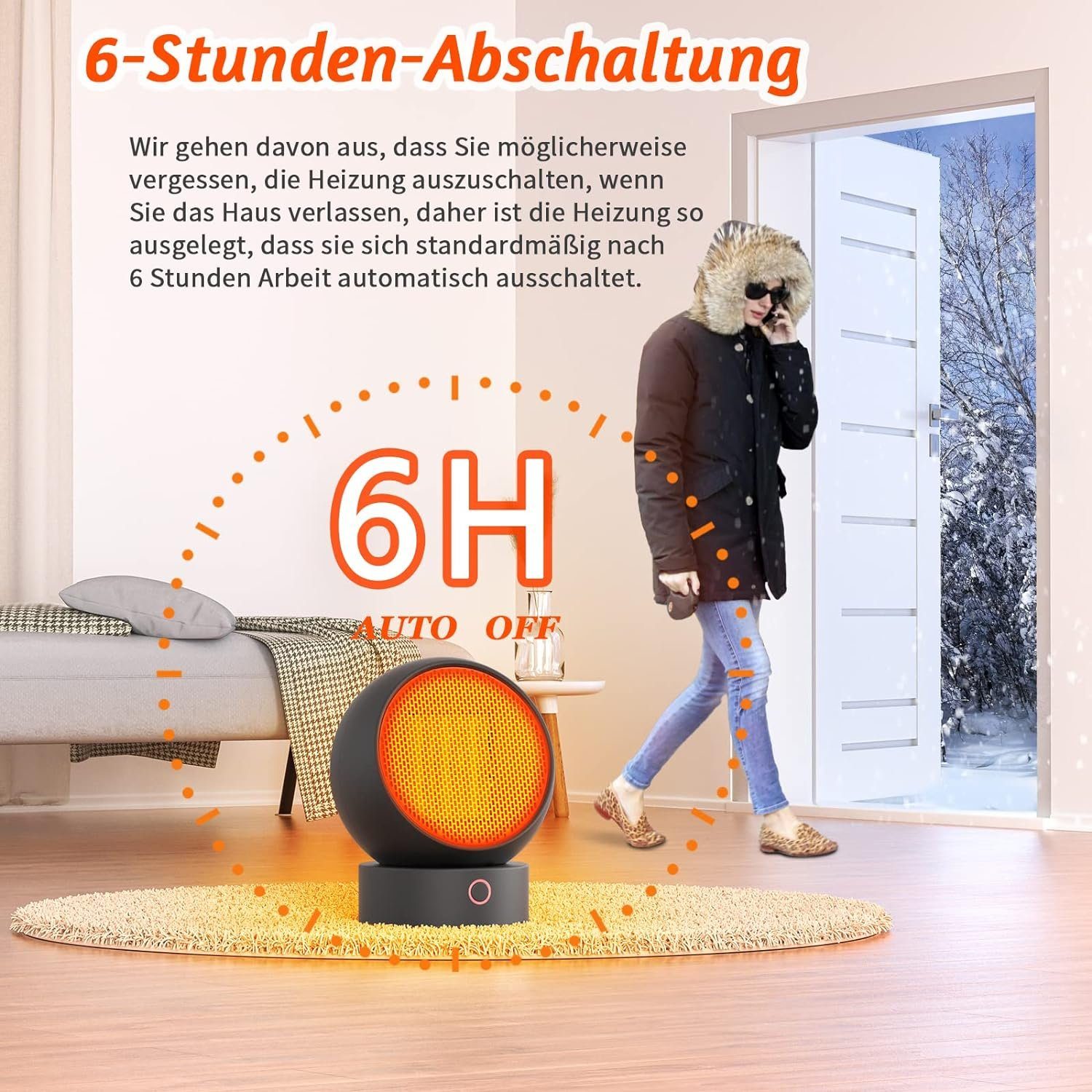 HandFan Heizlüfter, 1000 Elektrischer thermostat mit W, Heizlüfter Zuhause PTC-Keramikheizung für