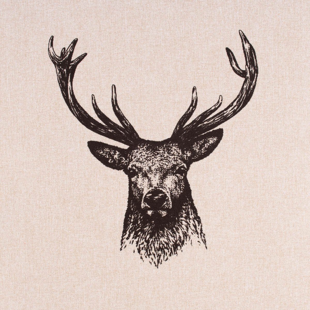 SCHÖNER LEBEN. Dekokissen Kissenhülle NORWEGEN mit Hirschkopf natur meliert günstig online kaufen