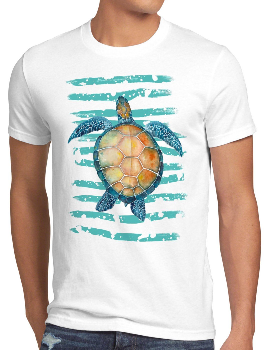 style3 Print-Shirt Herren T-Shirt Turtle Power schildkröte strand urlaub