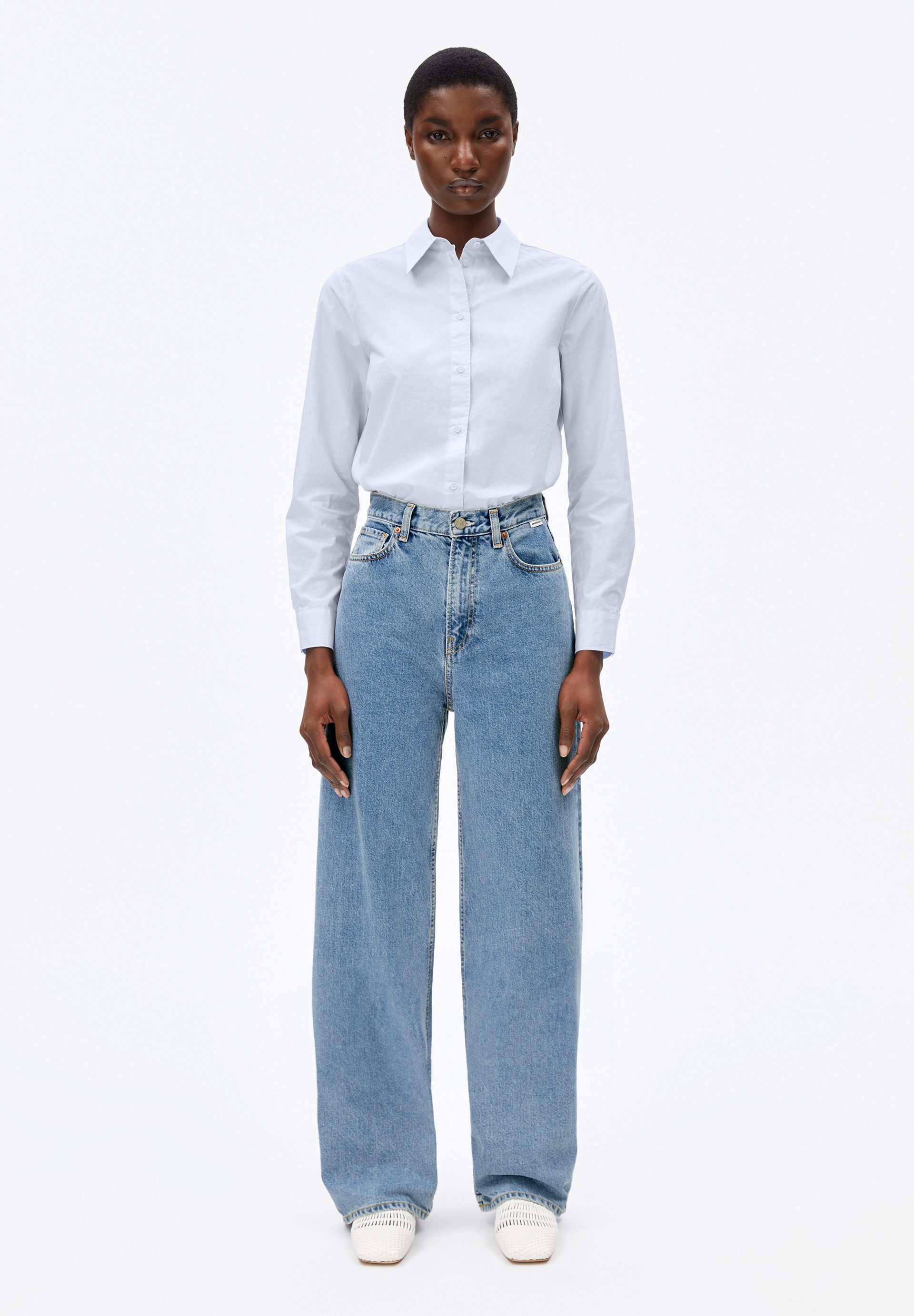 Armedangels Weite Jeans ENIJAA Wide Jeans recycelter Baumwolle (Non-Stretch, Regular Fit) High waist