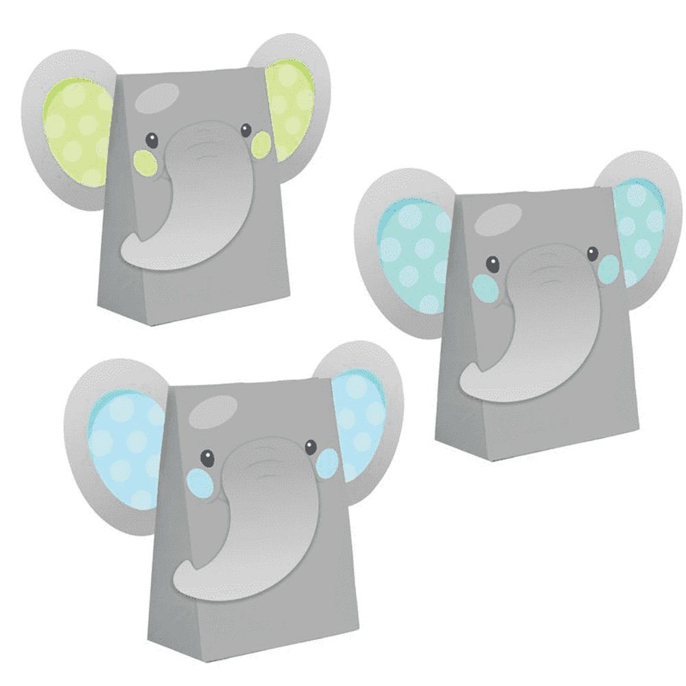 Papierdekoration Elefant Baby Partystrolche blau Geschenkbox