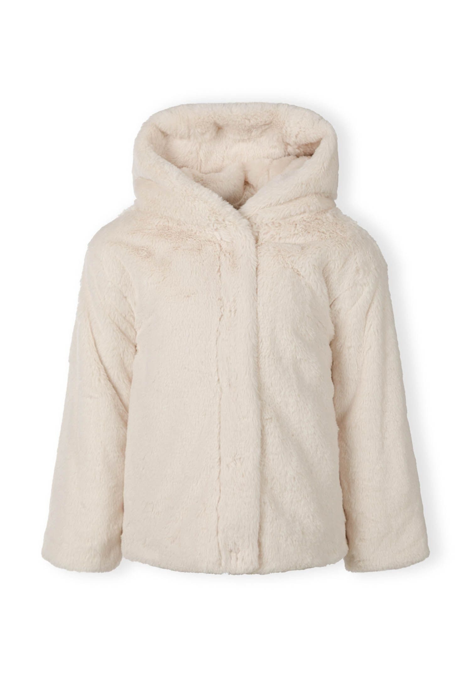 MINOTI Fellimitatjacke Teddy-Übergangsjacke mit Kapuze und verdeckten Druckknöpfen (2y-14y) kuschelig