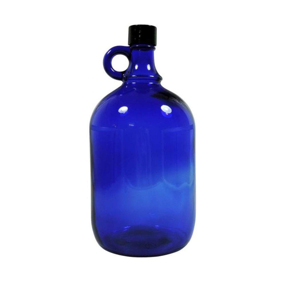 mikken Trinkflasche Blaue Gallone 2 Liter XXL Glasflasche / Wasserflasche  mit Deckel, UV-Schutz