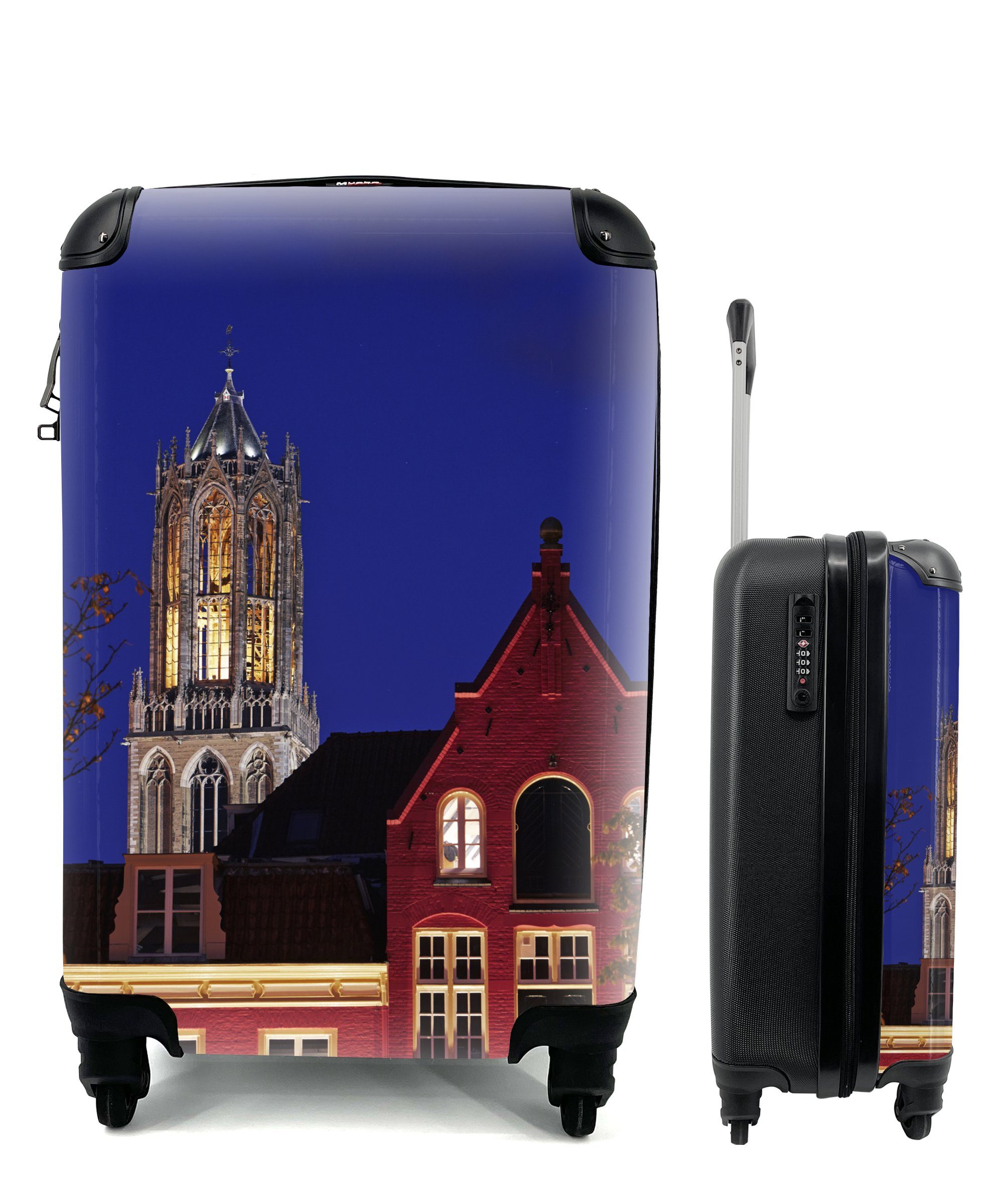 MuchoWow Handgepäckkoffer Nacht - Domturm - Trolley, Reisetasche 4 mit für Ferien, Rollen, Haus, Reisekoffer rollen, Handgepäck