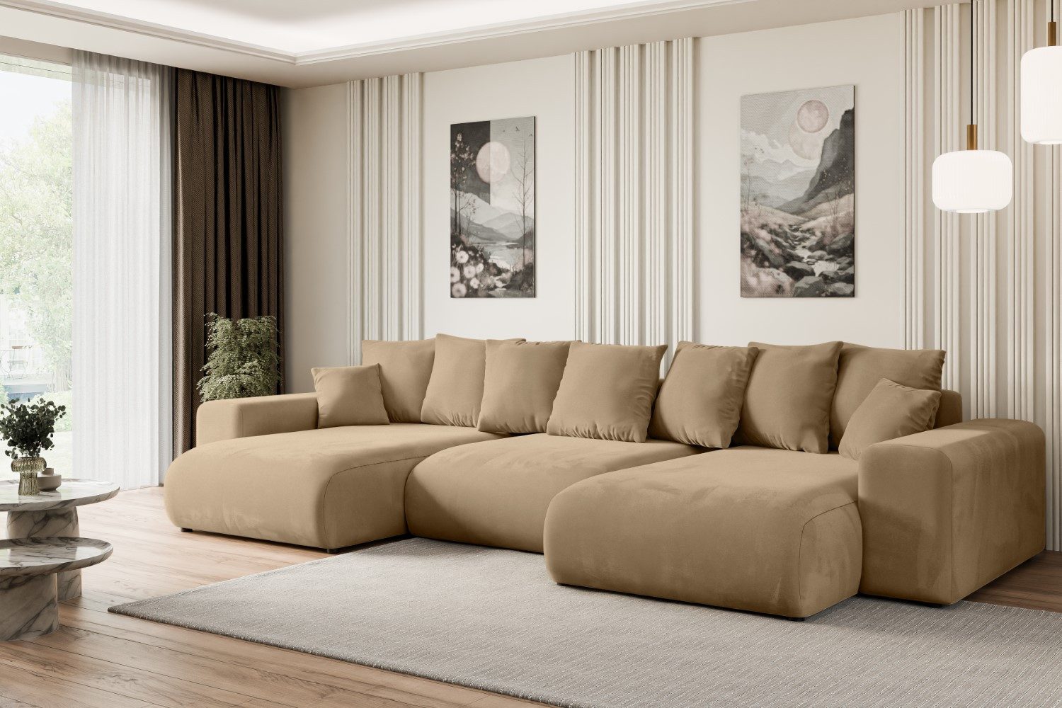 ALTDECOR Wohnlandschaft ESKAR-U, Couch mit Schlaffunktion, Wohnzimmer - Wohnlandschaft, Corner Sofa Bett Eckcouch Couch L-Form Schlafcouch Ausziehbar