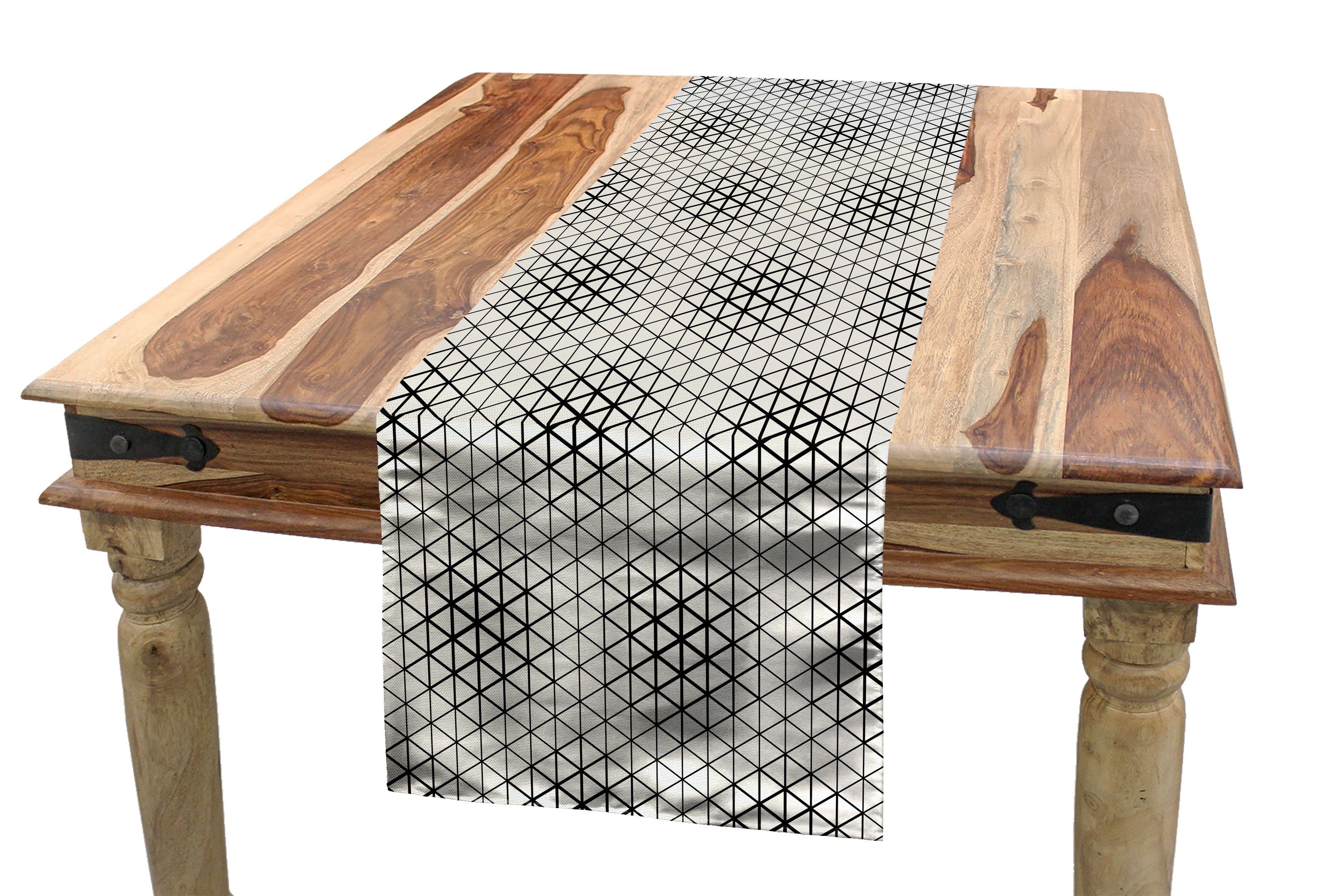 Abakuhaus Tischläufer Esszimmer Küche Rechteckiger Dekorativer Tischläufer, Gitter Geometrische Triangles Tile