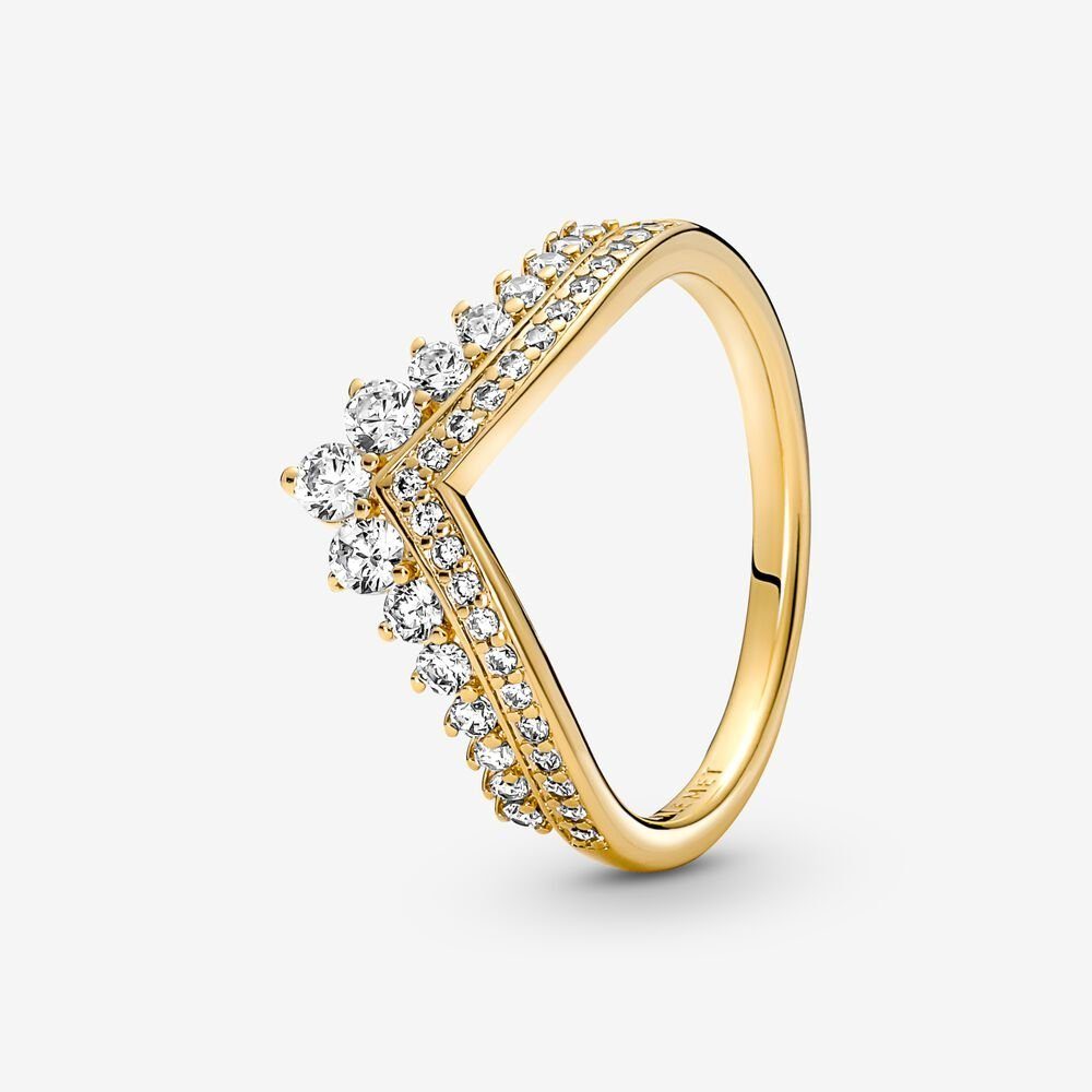 Pandora Fingerring 167736C01 Ring Damen Timeless Wishbone Diadem 14k Gold  Vergoldet Gr. 62