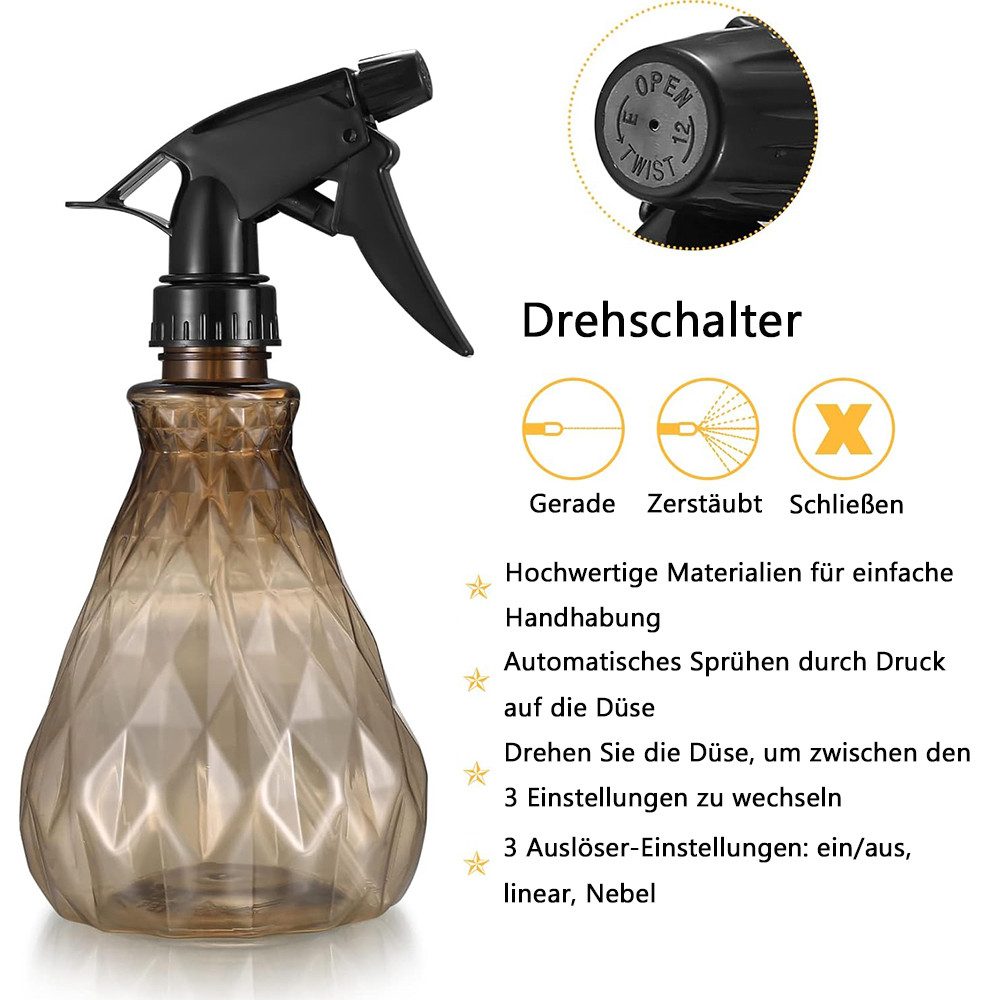 TUWENA Sprühflasche 2 Stk Sprühflaschen 500ml, Zerstäuber Leere Sprühflasche mit Sprühkopf, (2-tlg), Wasserspritze Blumensprüher für Pflanzen, Blumen, Garten, F – Bild 4 von 5