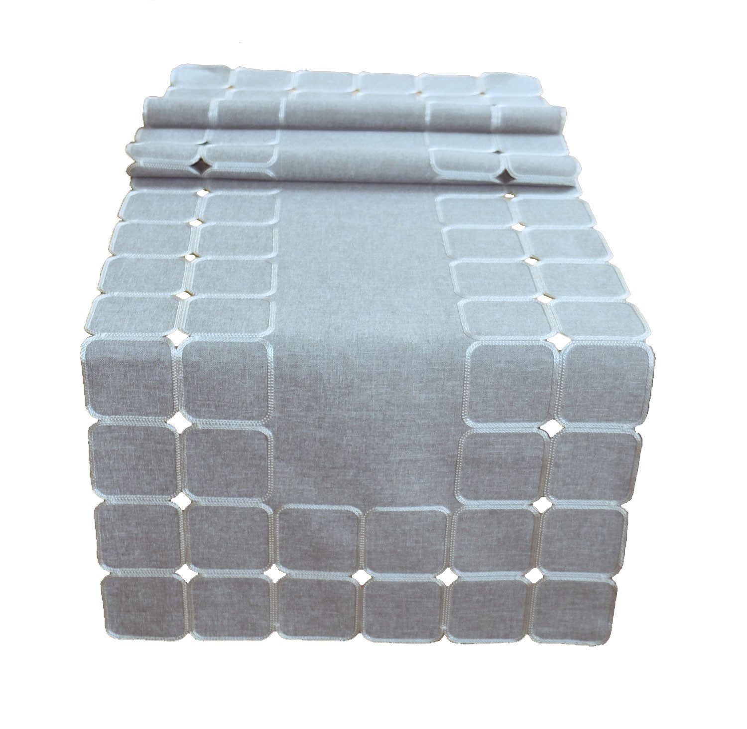 texpot Tischdecke Tischläufer Stickerei Quadrate modern Tischdeko (1-tlg) günstig online kaufen