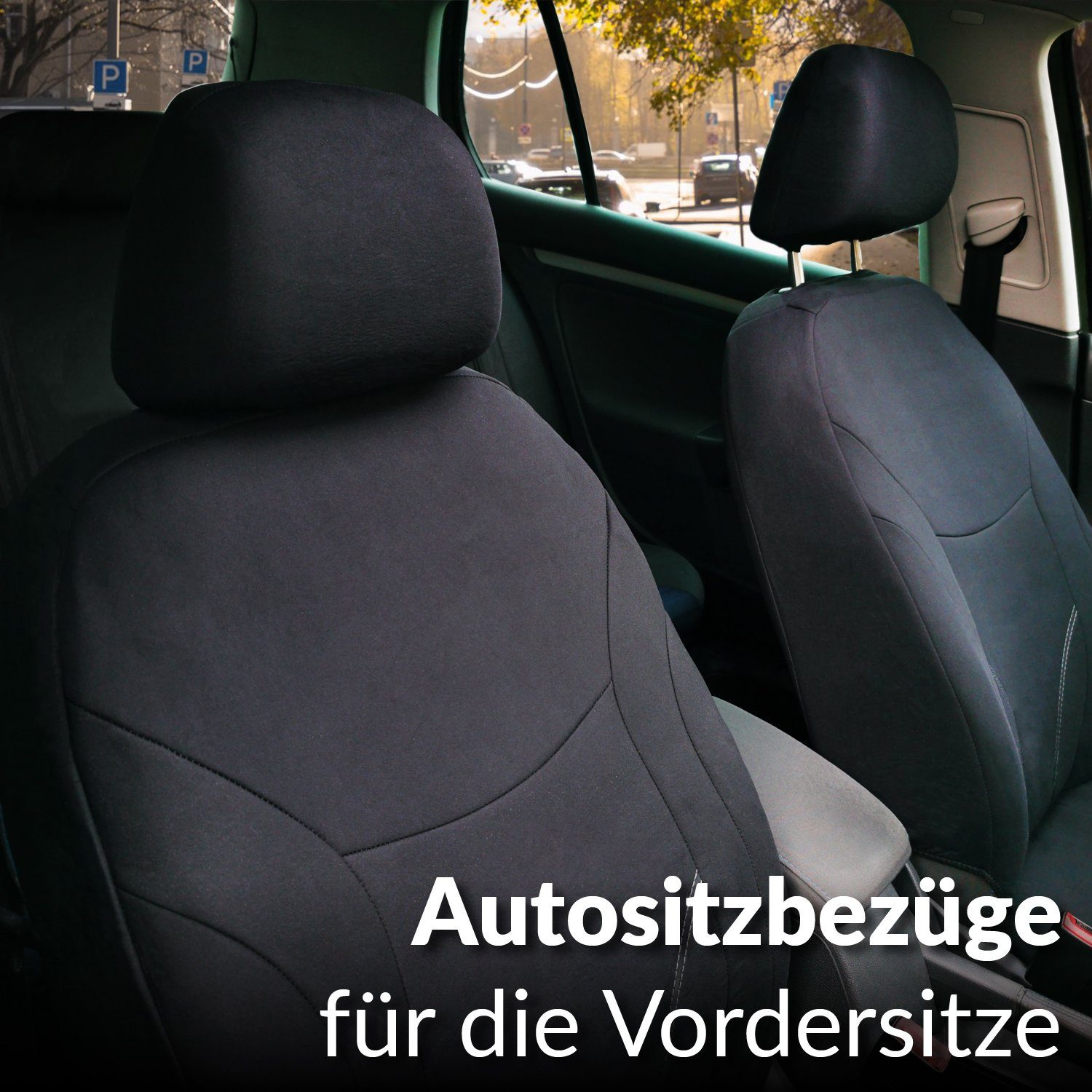 Upgrade4cars Autositzbezug Auto-Sitzbezüge Vordersitze, 4-teilig, Auto-Schonbezüge für & Set Beifahrer Fahrersitz Schwarz