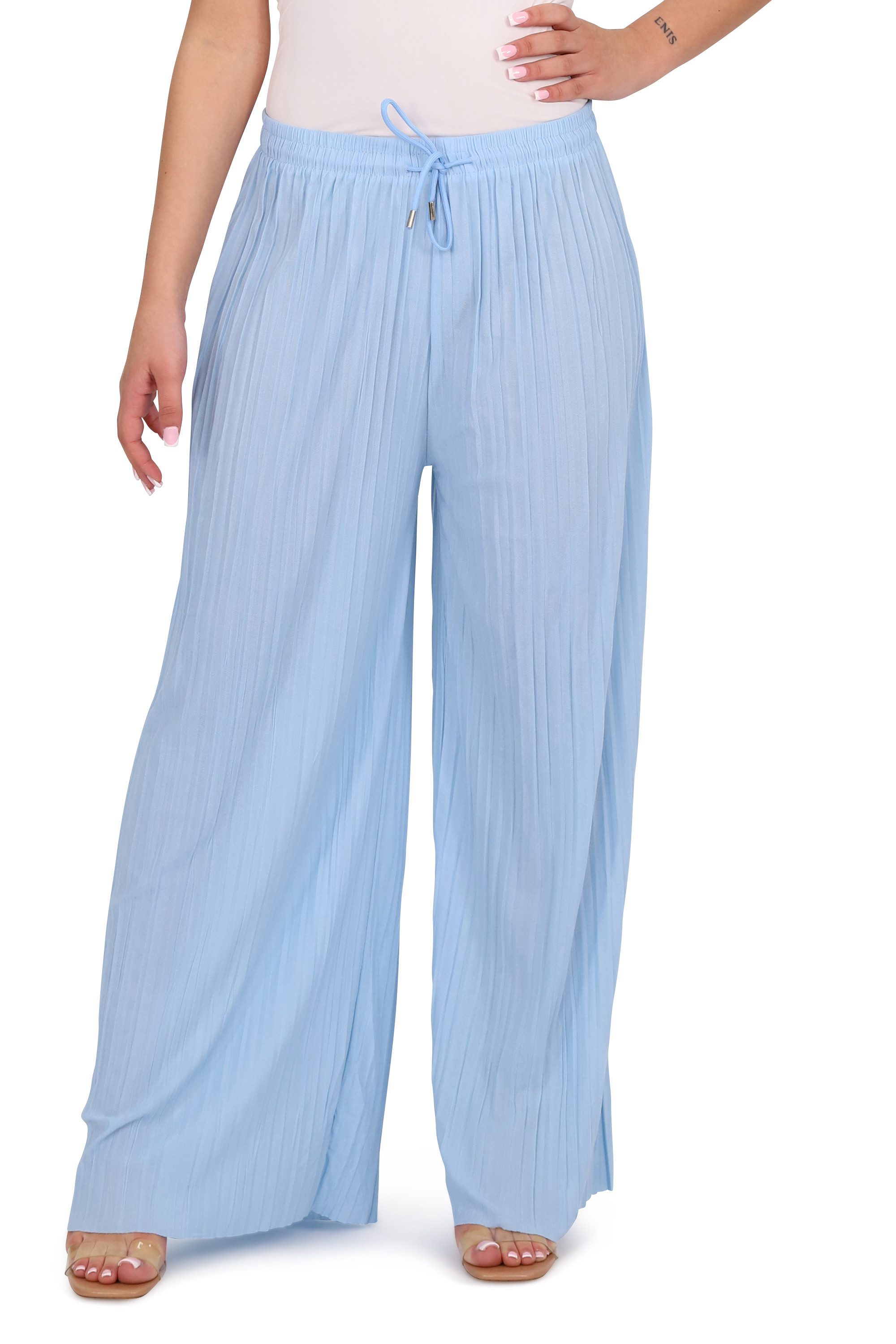 malito more than fashion Palazzohose Damen Plissee-Hose 883 Plissee Schlupfhose mit elastischem Bund 883