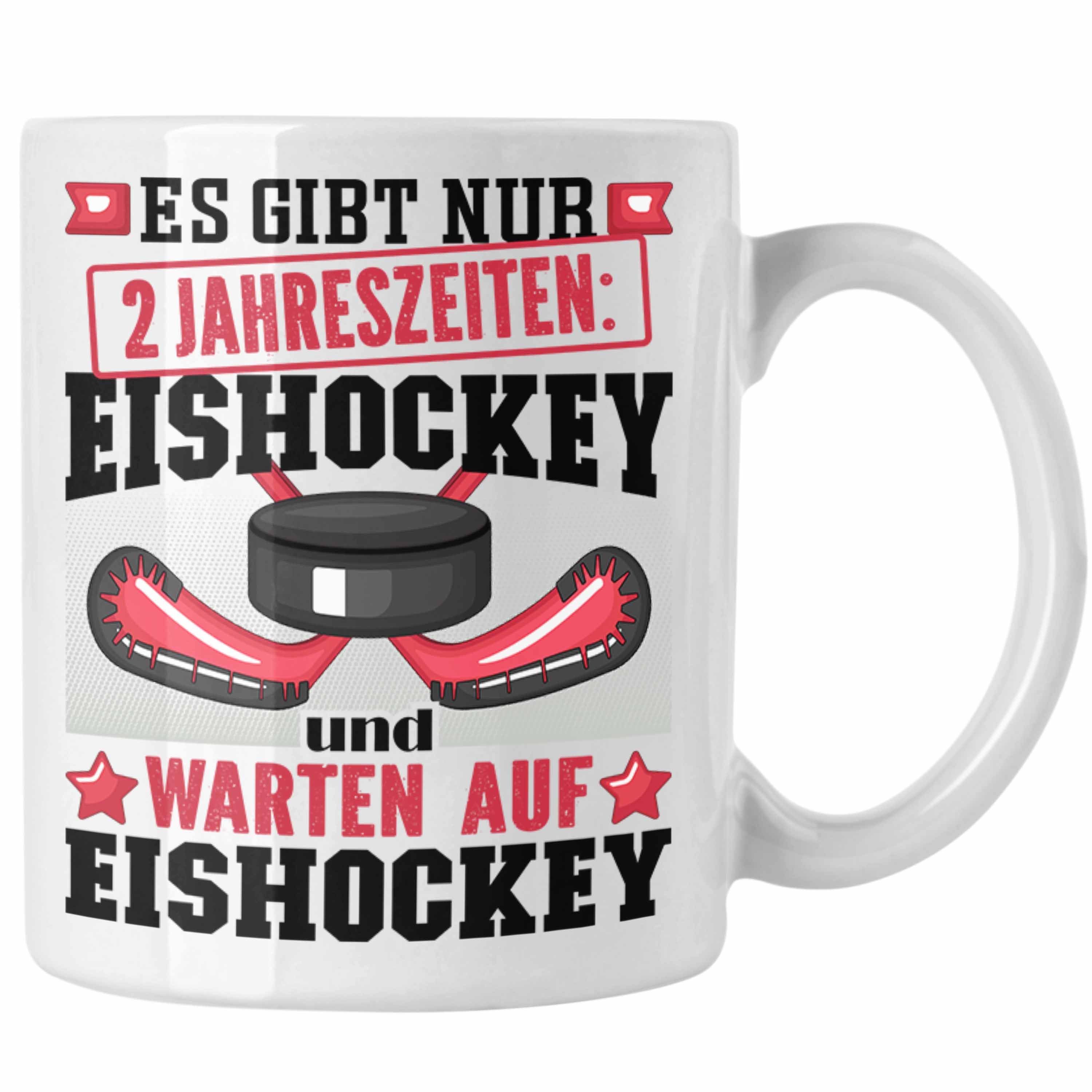 Trendation Tasse Eishockey Tasse Geschenk für Eishockey-Spieler Geschenkidee 2 Jahresze Weiss