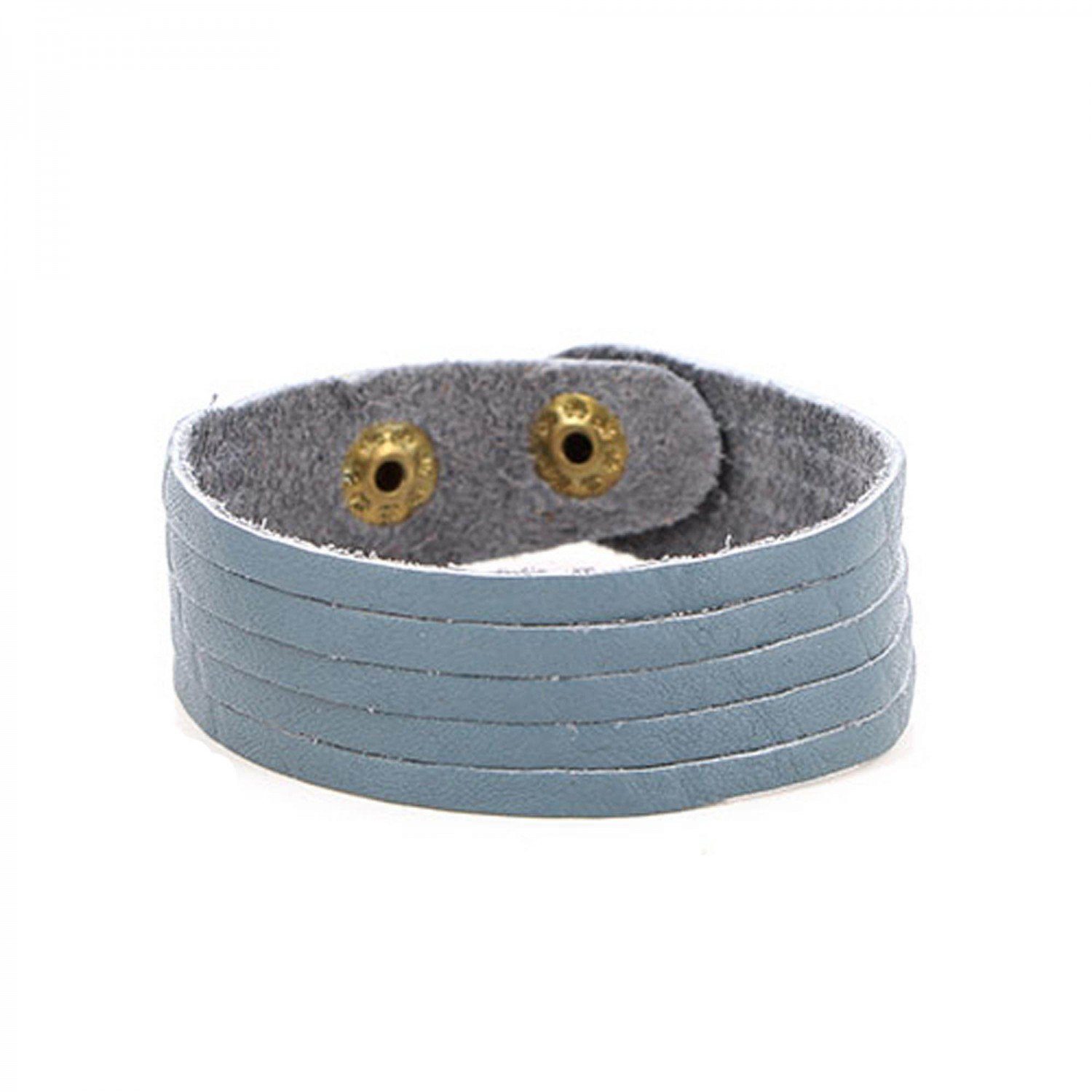 Armband Armband aus Recycling-Leder in blau-grau Tira