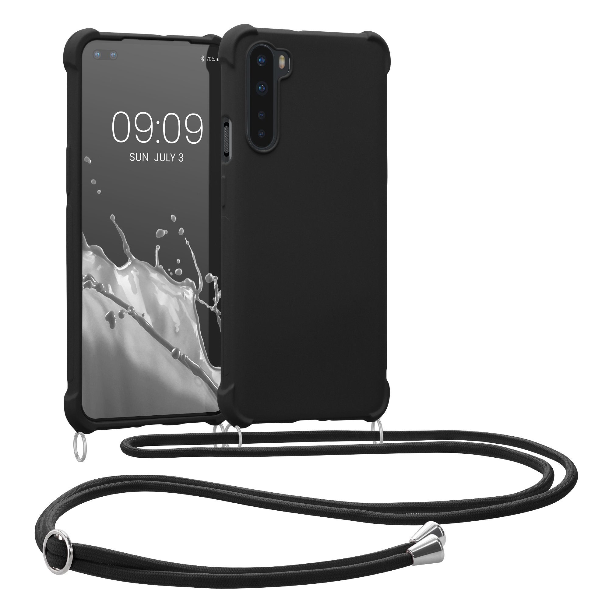 kwmobile Handyhülle Hülle für OnePlus Nord, mit Metall Kette zum Umhängen - Silikon Handy Cover Case Schutzhülle