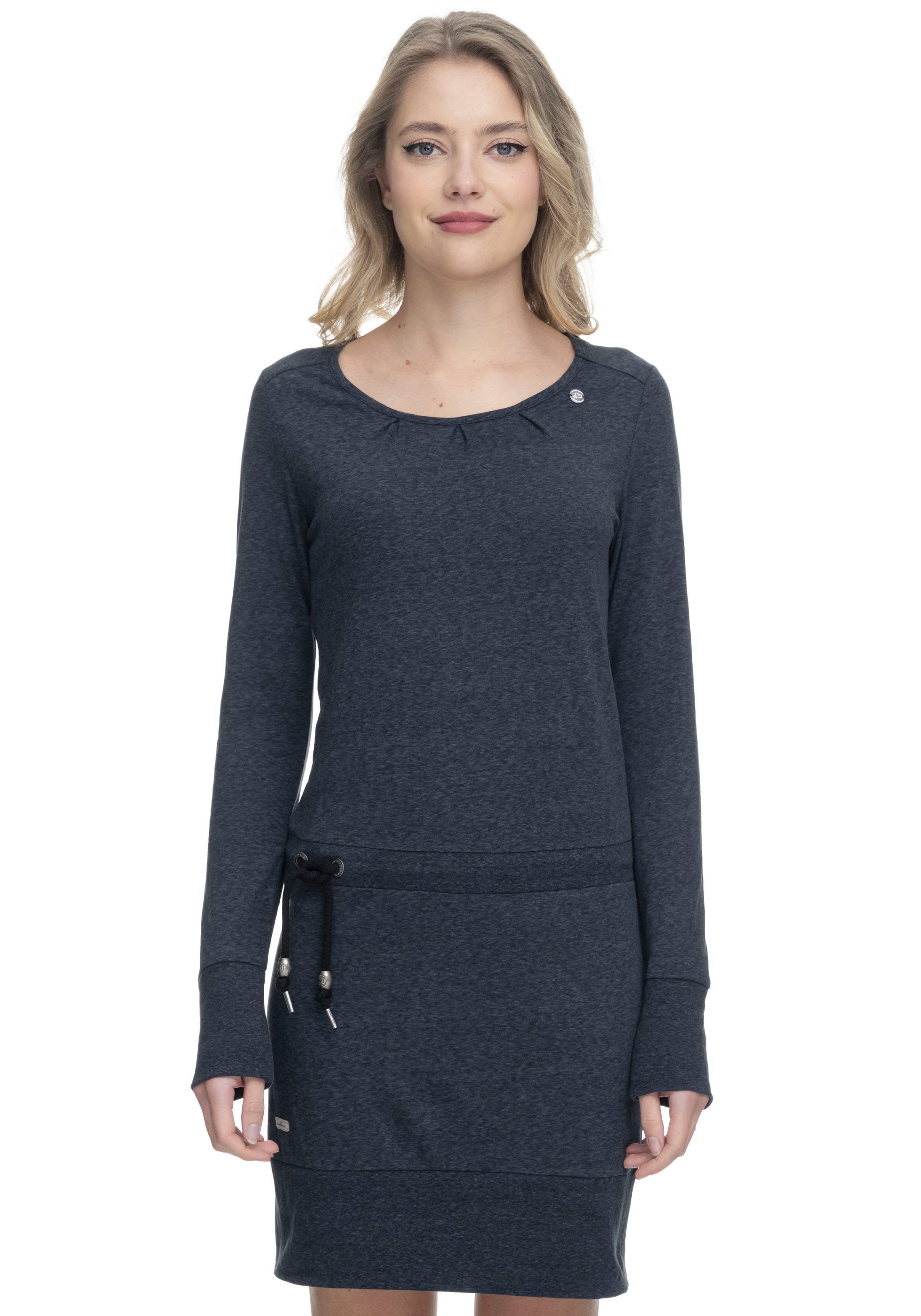 Jerseykleid und kontrastigen Zierperlen-Besatz black Ragwear Kordelzug mit 1010 ALEXA