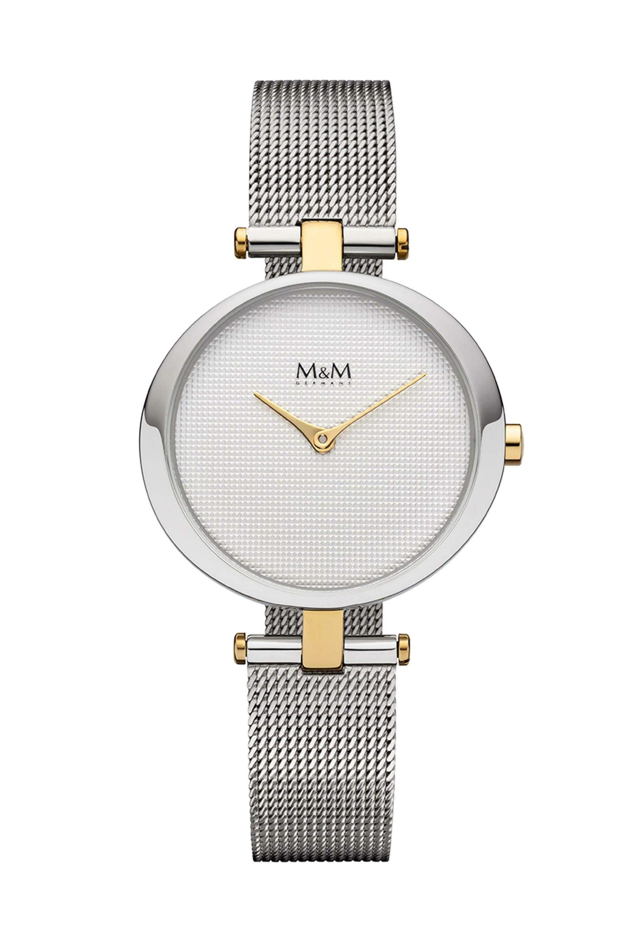 roségold Designer Damen Zifferblatt gold M&M Metallarmband; bicolor (1-tlg), / Gehäuse silber, silber, rund silber, / Armbanduhr Armband Uhr Analoguhr mit Quarzuhr