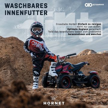 Actionbikes Motors Motocrosshelm Crosshelm Hornet - Straßenzulassung - 6 Größen - grün (1-tlg., 47-58 cm Kopfumfang - Kinnriemen - Innenpolster), Kinderhelm Kopfschutz Mountainbike Fahrrad Helm