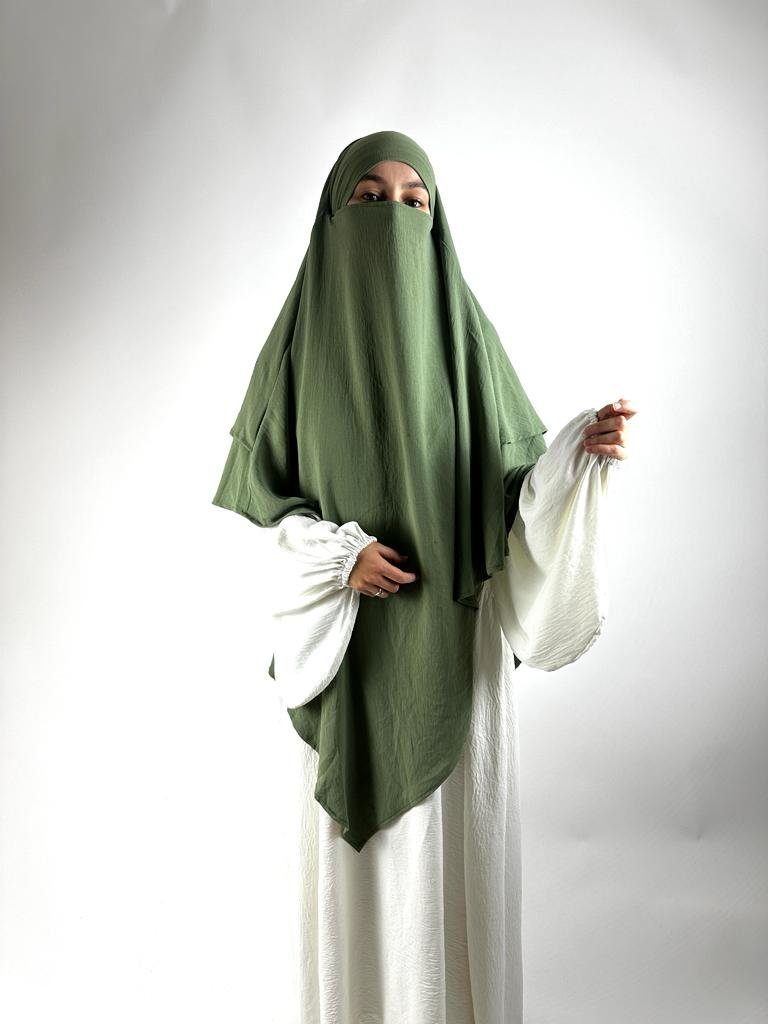 Aymasal Kopftuch Zweilagiger Khimar Aqsa Jazz islamischer Khumur Kopftuch Hijab Nikab Pistaziengrün