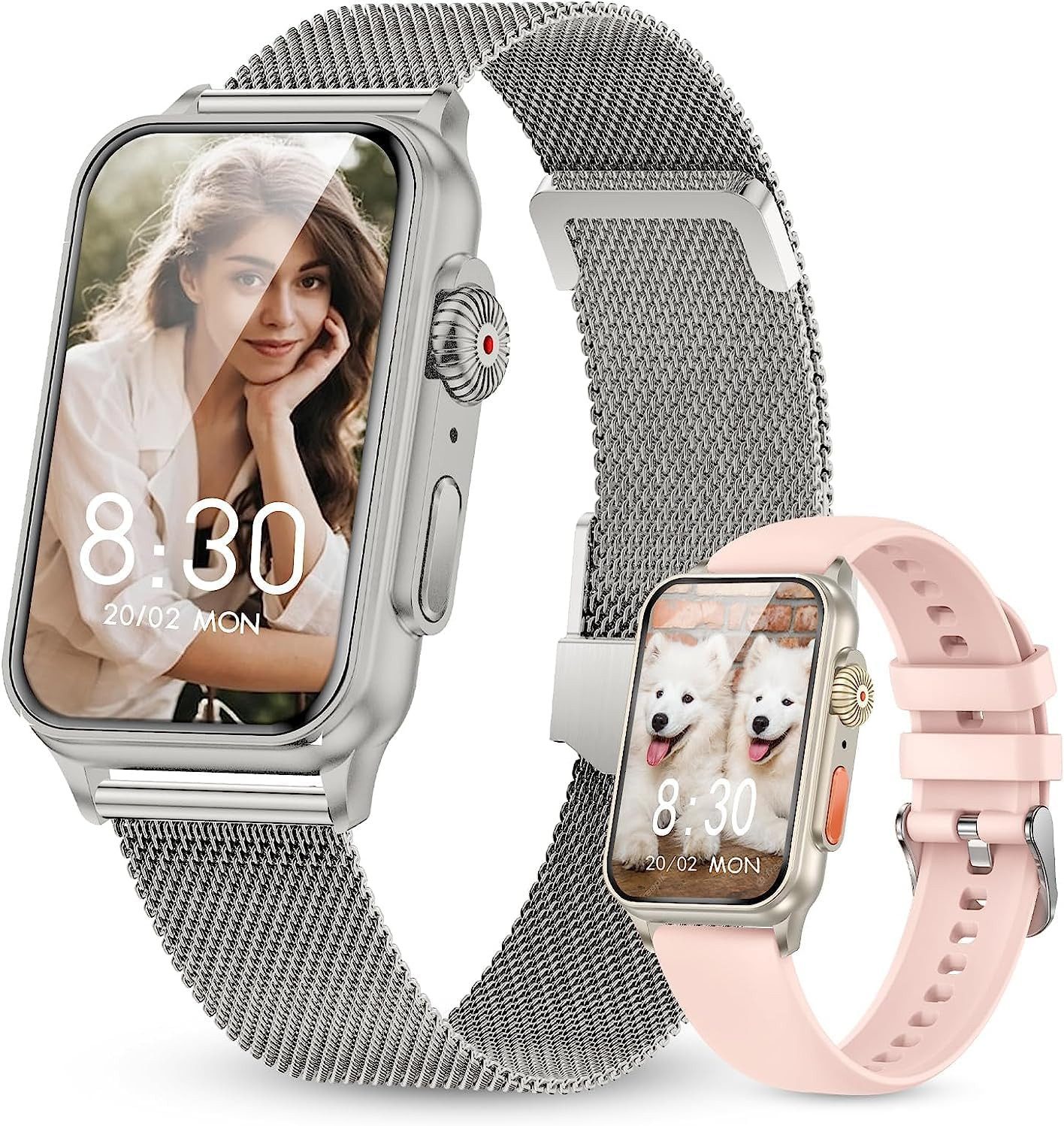 YEDASAH Personalisierbarkeit Smartwatch (1,57 Zoll, Android, iOS), mit Telefonfunktion,IP68 Wasserdicht Sportuhr Schrittzähler Pulsmesser