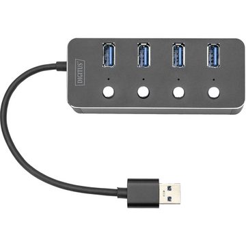 Digitus USB-Verteiler Digitus DA-70247 4 Port USB 3.0-Hub drehbar, einzeln schaltbar, LED-An