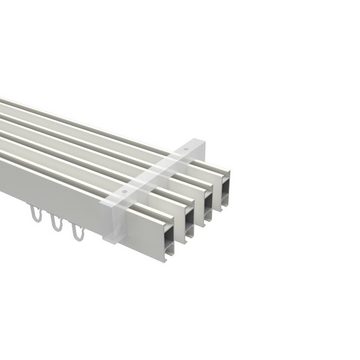 Gardinenstange Smartline Conex, INTERDECO, 4-läufig, 14x35 mm, eckig, Deckenmontage, Weiß / Chrom