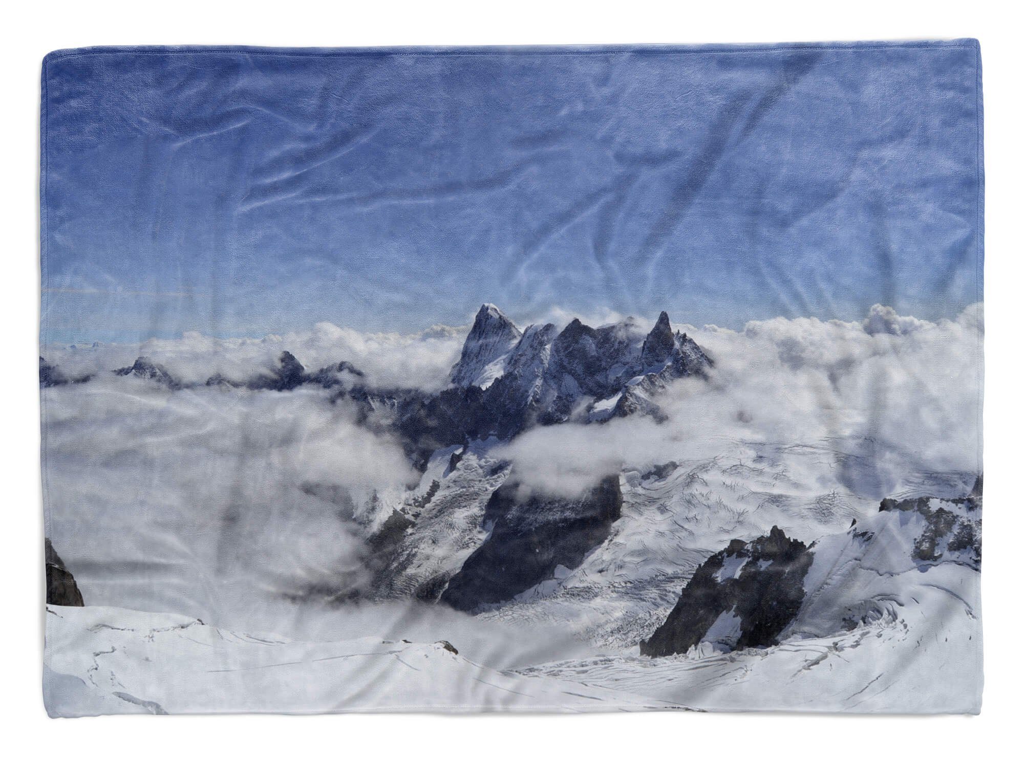Sinus Art Handtücher Handtuch Strandhandtuch Saunatuch Kuscheldecke mit Fotomotiv Berge Wolken Schnee, Baumwolle-Polyester-Mix (1-St), Handtuch