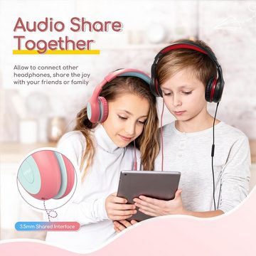 Earfun 3er-Pack, Kopfhörer Kinder mit Kabel, 85/94dB Lautstärkenbegrenzer Headset (Vielseitig kompatibel mit einer Vielzahl von Geräten für maximale Nutzungsfreiheit., Stereo Sound, HD-Mikrofon, Audio-Sharing, Over Ear Kinderkopfhörer)