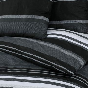 Bettwäsche Bettwäsche-Set Schwarz und Weiß 225x220 cm Baumwolle, vidaXL