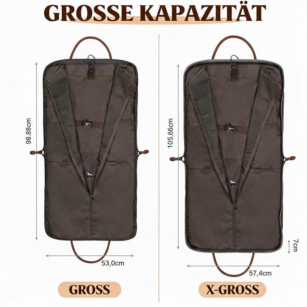 S-ZONE Weekender Männer Handgepäck Kleidertasche Reisetasche Weekender, Canvas-Leder Anzughülle für Geschäftsreisen Tragetasche