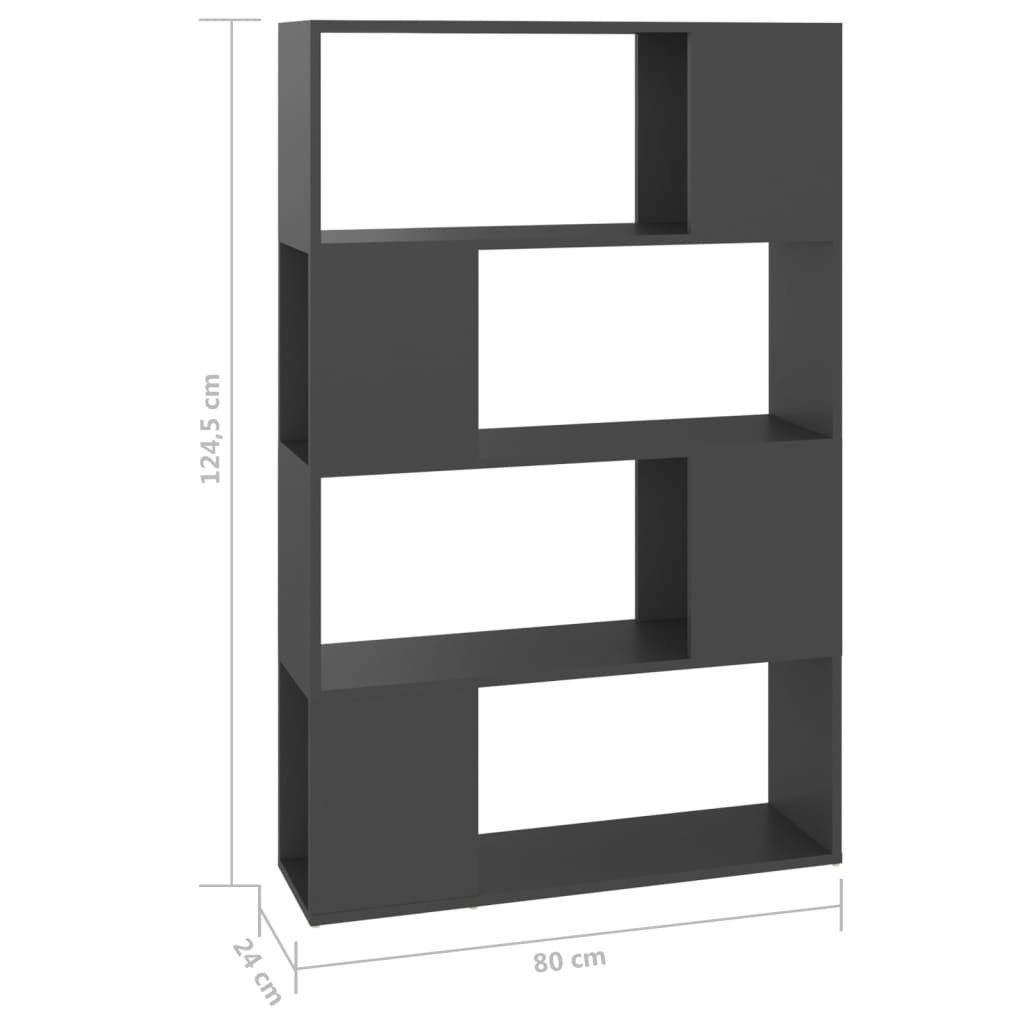 80x24x124,5 cm Raumteiler Bücherregal furnicato Holzwerkstoff Grau