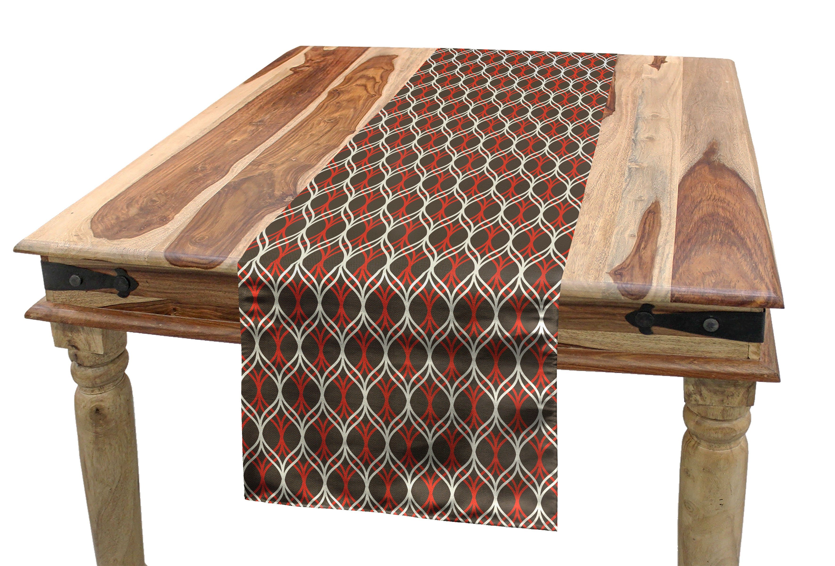 Abakuhaus Tischläufer Esszimmer Küche Rechteckiger Dekorativer Tischläufer, Retro Wellenförmige Tangled Stripes