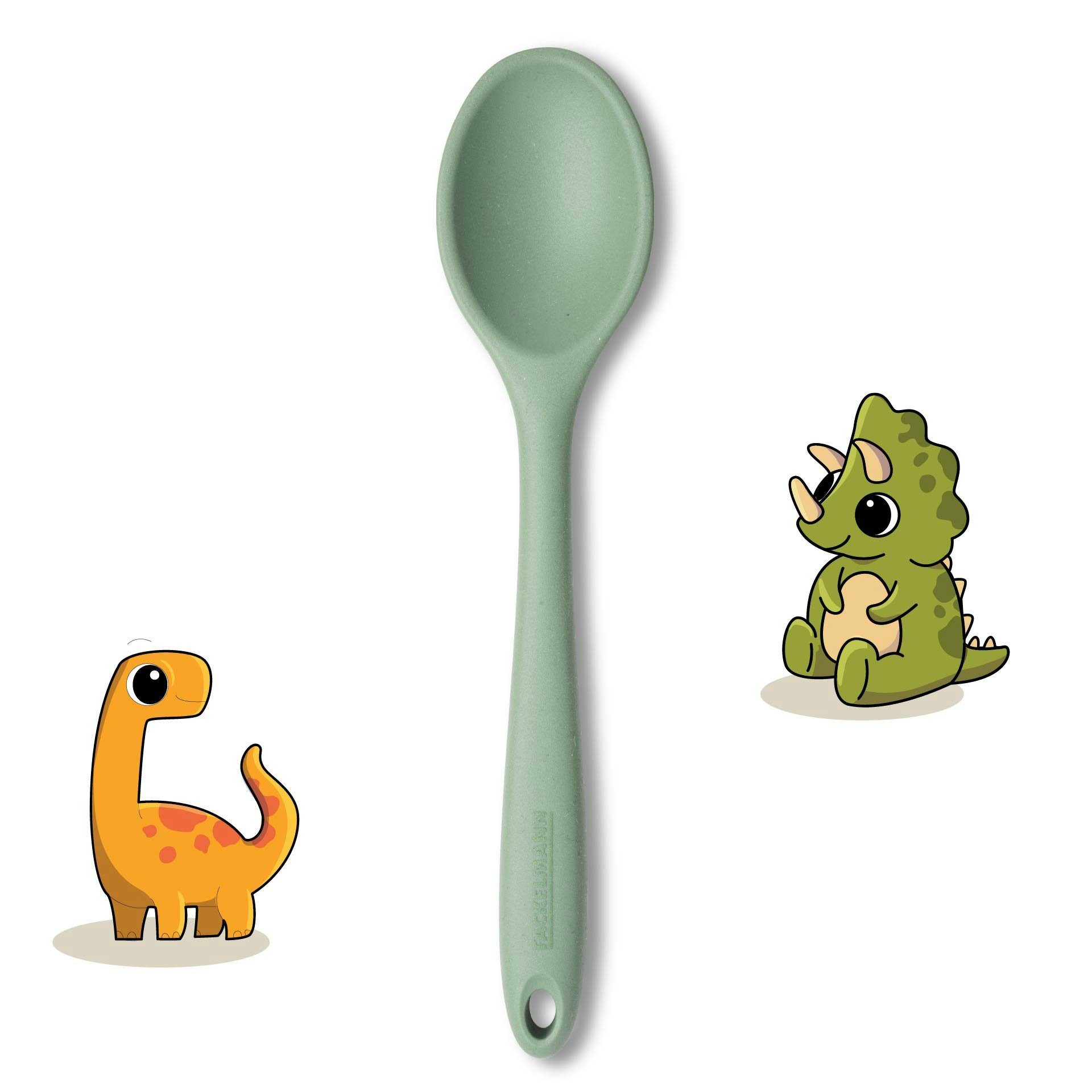 Kinderbesteck Mini Kochlöffel, Silikon & Edelstahl, Küchenhelfer, Silikonkochlöffel