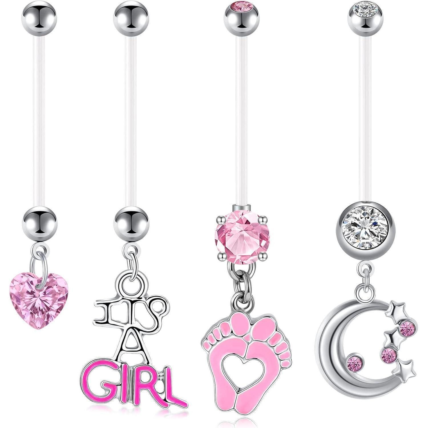 LAURITAMI Bauchnabelpiercing 6x Schwangerschaft Bauchnabelpiercing Set 14G 25mm Acryl