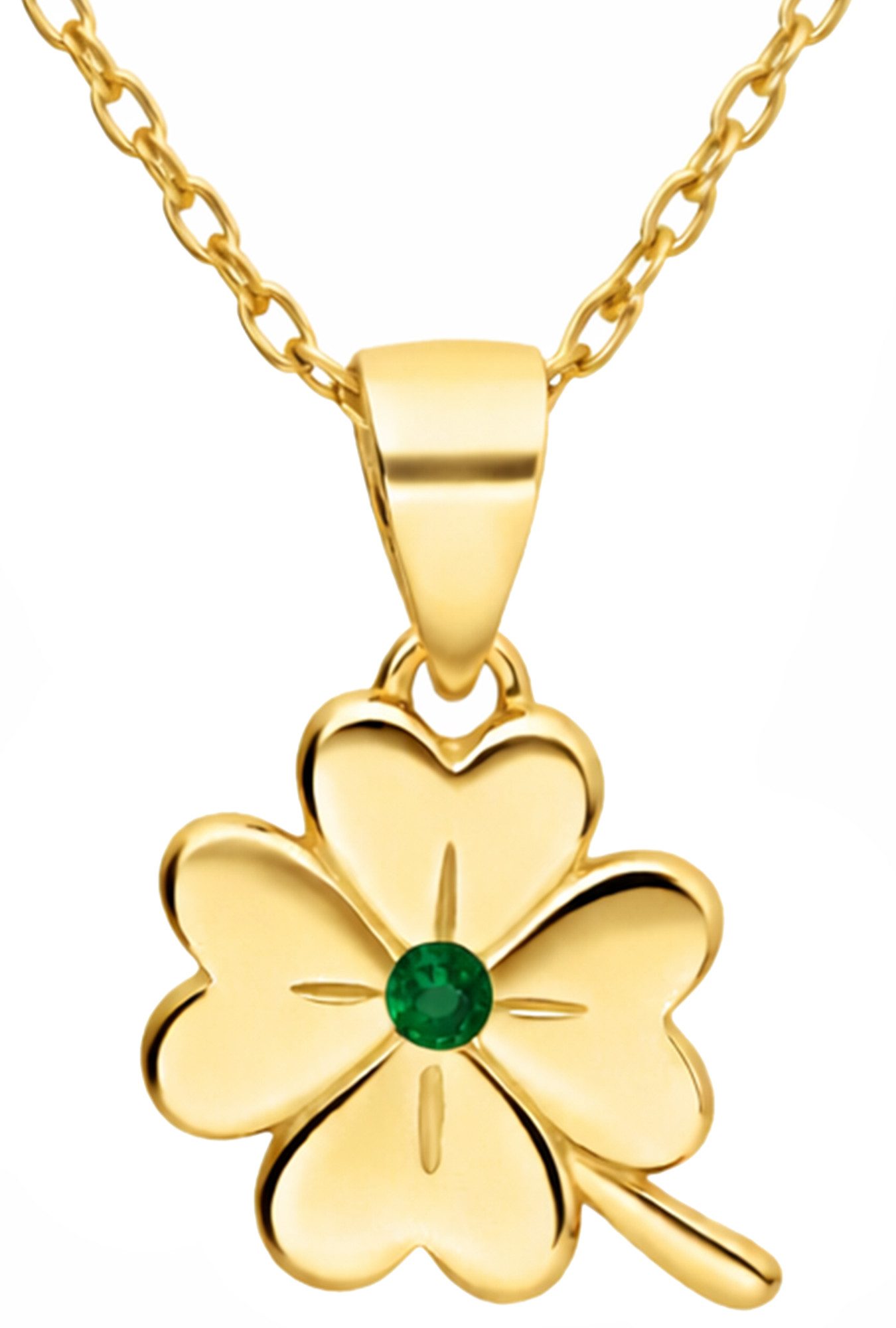 Limana Kette mit Anhänger Kleeblatt aus 925 Silber gold Symbol für Glück Eleganz Damen Halskette (Schmuck Glücksbringer inkl. Dose), Geschenk für Freundin Frauen Mutter Geburtstag Muttertag Weihnachten