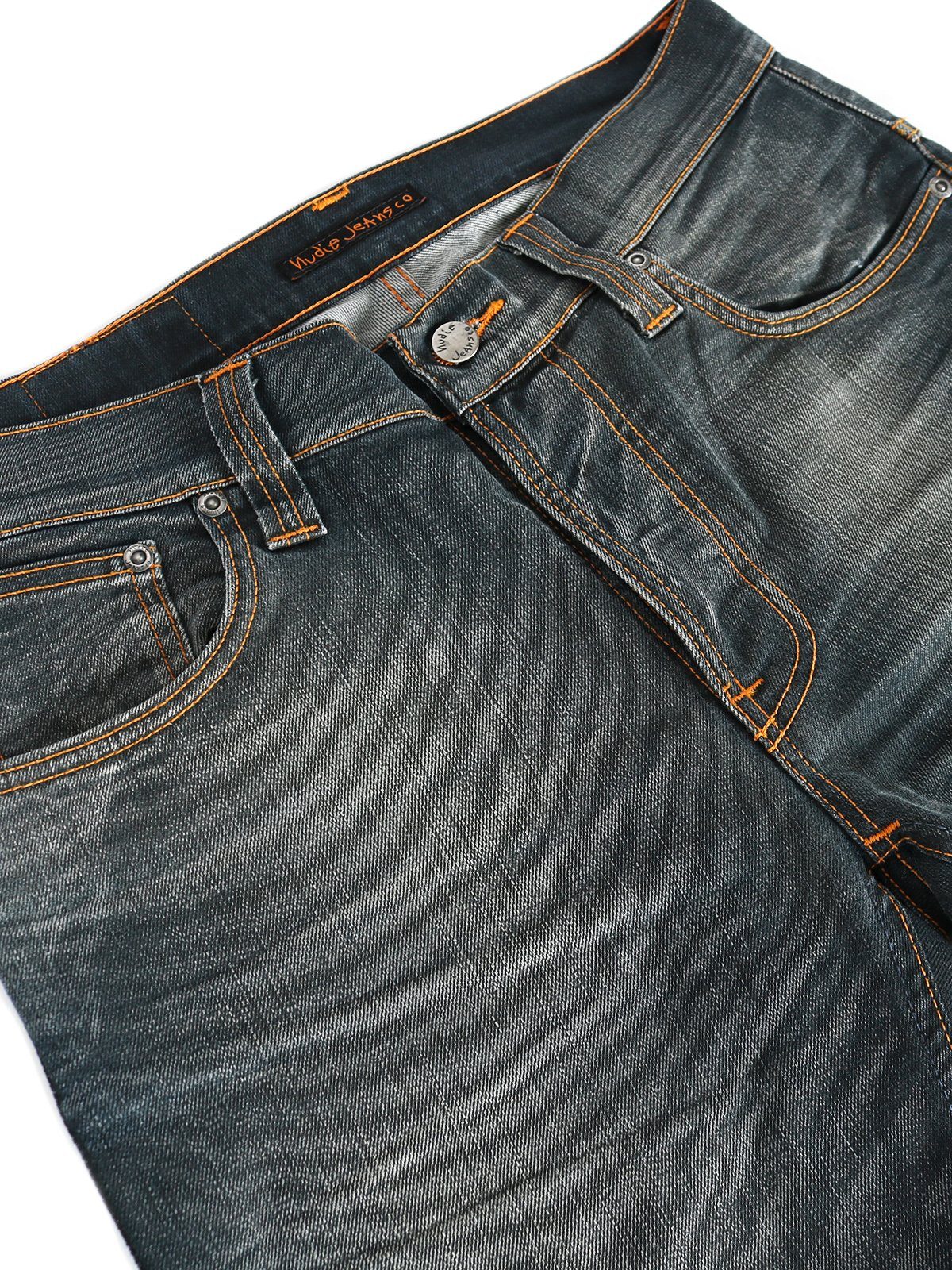 Nudie Graublau Slim-fit-Jeans Authentic Bio-Baumwolle Grey Stretch - Jeans Thin Finn - -