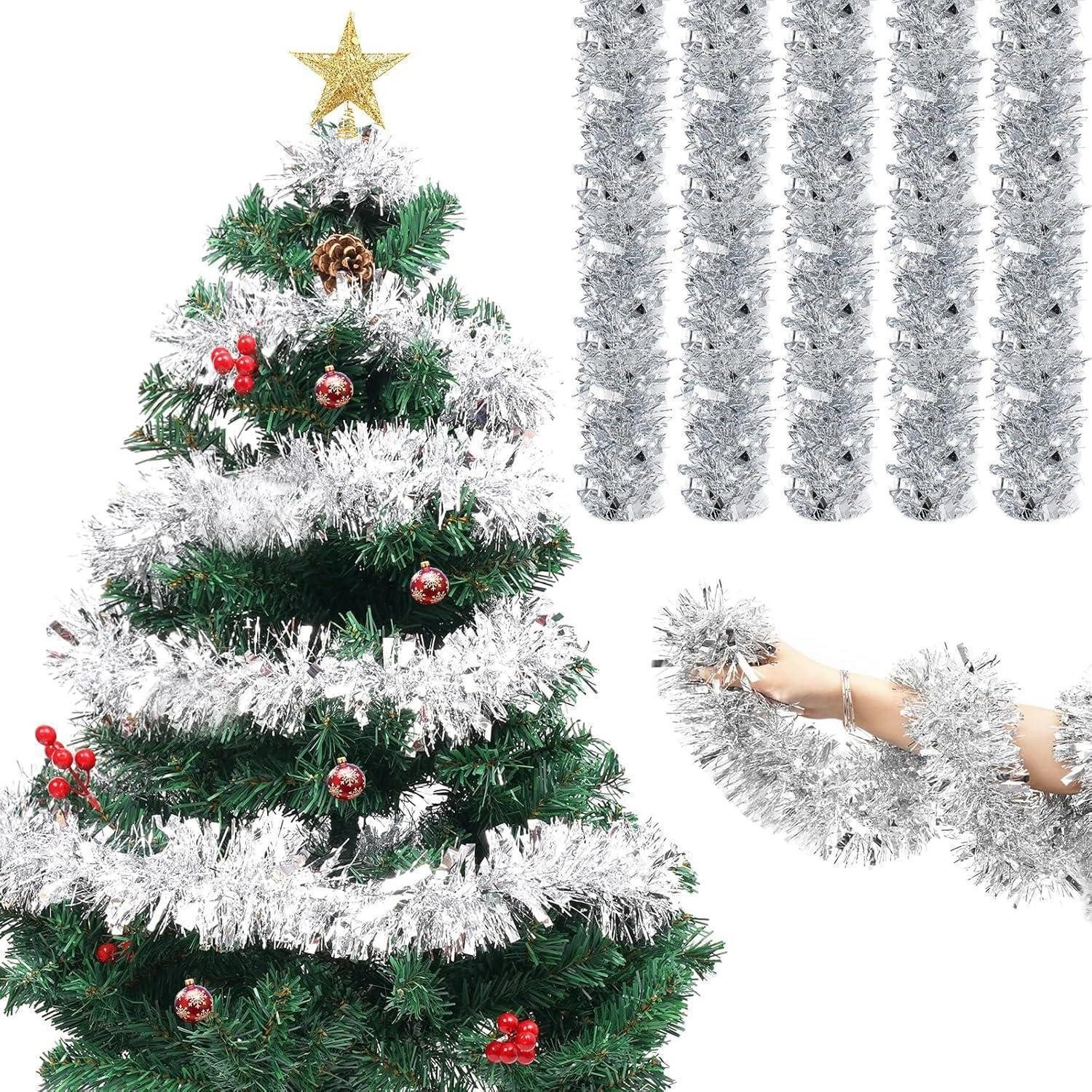 LuxusKollektion Girlanden Lametta Girlande 5x2m Silber